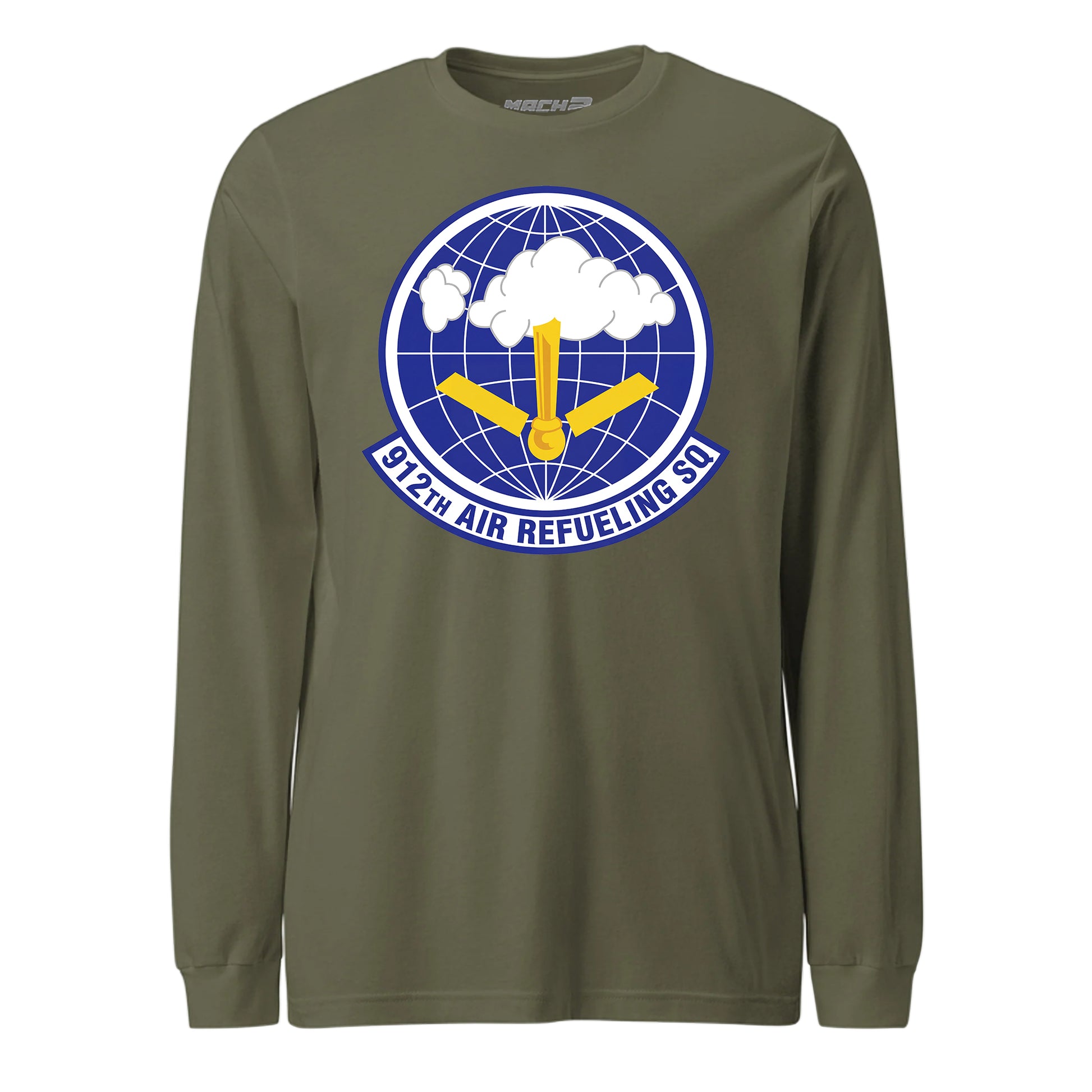 Mach2 Squadron Upload | 912TH AIR REFUELING SQUADRON | Long Sleeve | OD Green | MACH-LONG-SLEEVE-FRONT-OD.jpg