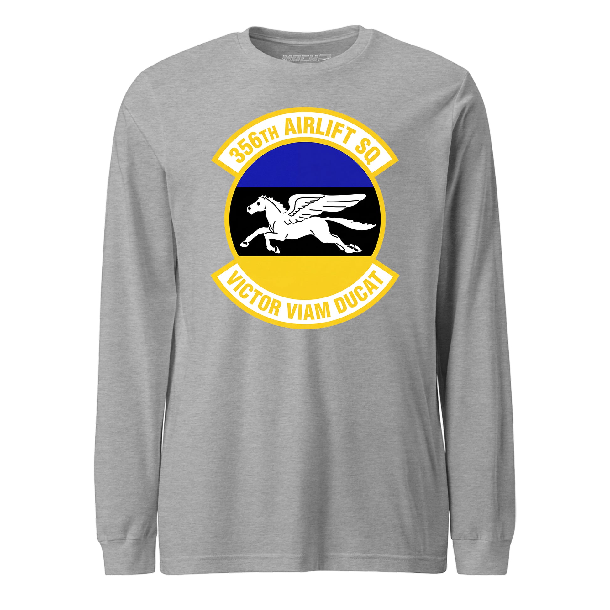 Mach2 Squadron Upload | 356TH AIRLIFT SQUADRON | Long Sleeve | Heather Grey | MACH-LONG-SLEEVE-FRONT-GREY.jpg
