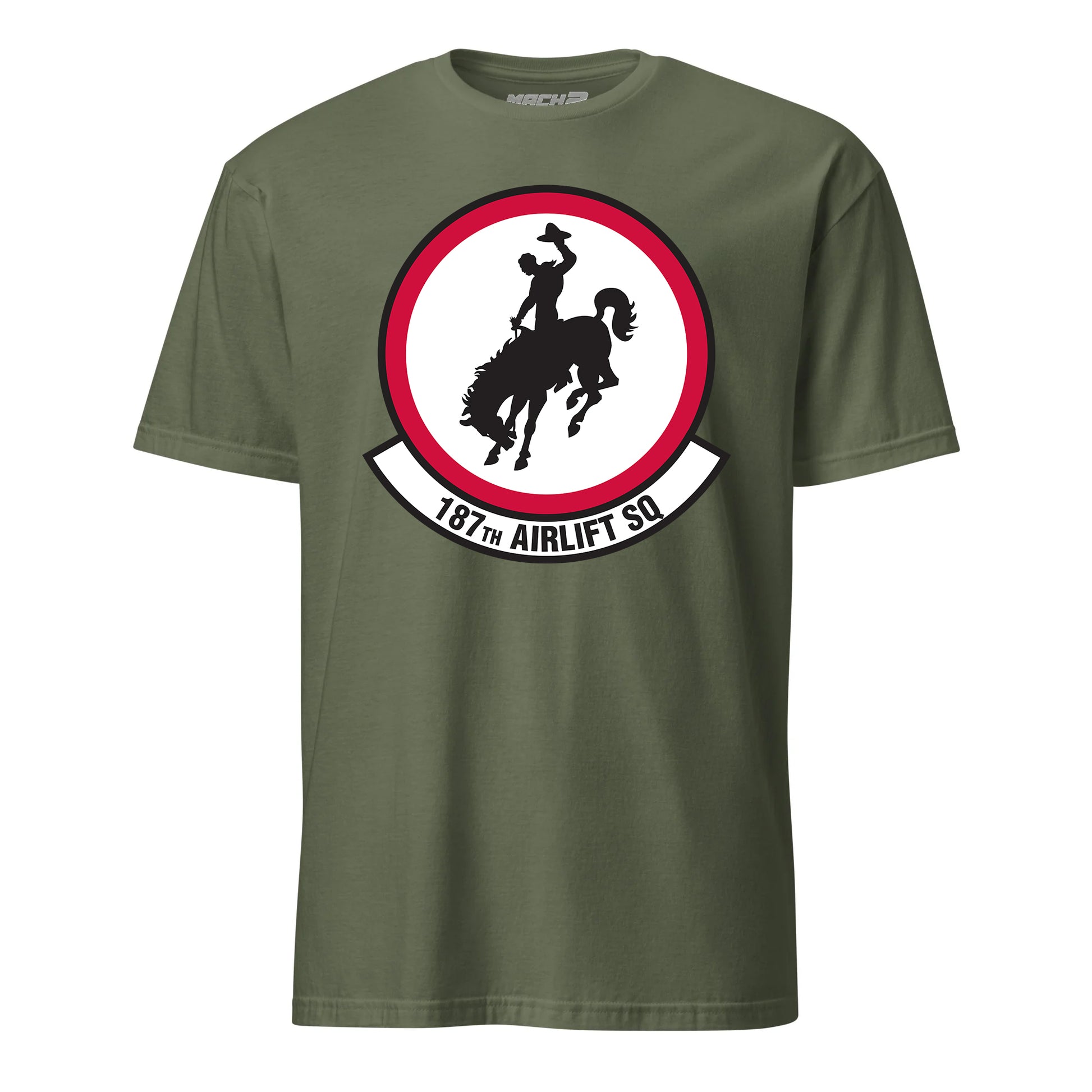 Mach2 Squadron Upload | 187TH AIRLIFT SQUADRON | T-Shirt | OD Green | MACH-SHORT-SLEEVE-FRONT-OD.jpg
