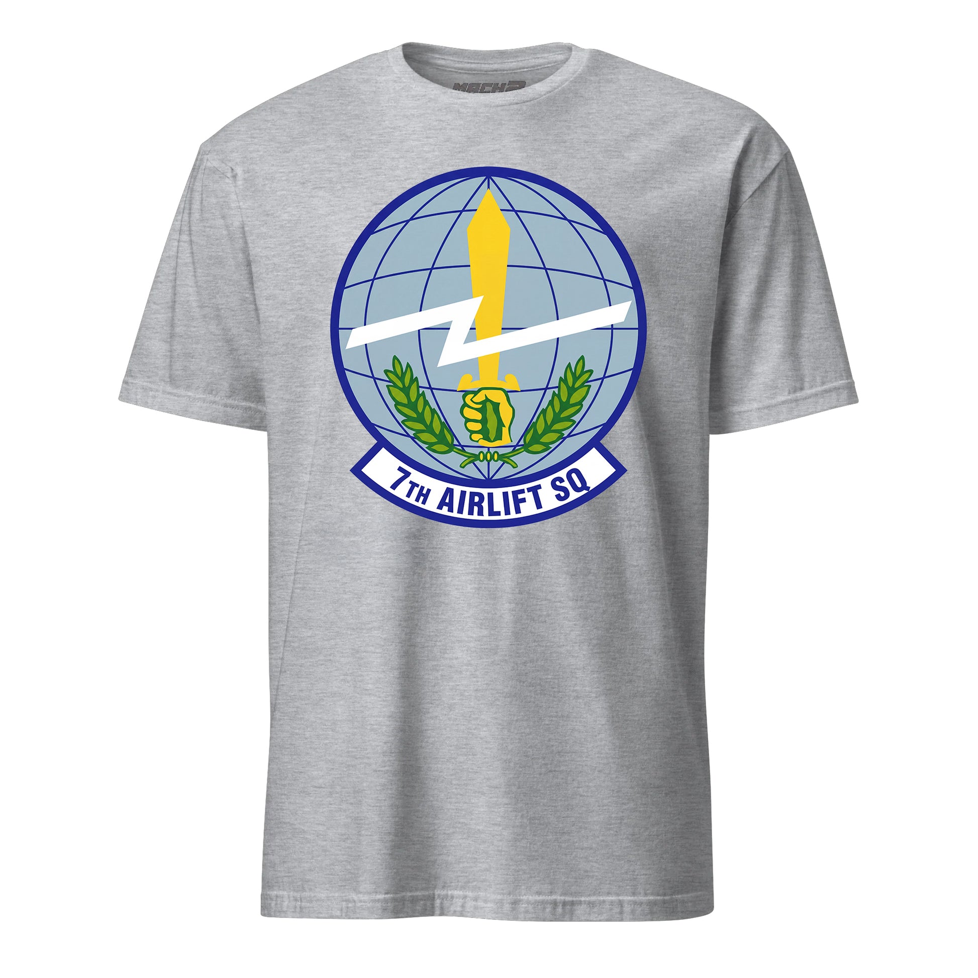 Mach2 Squadron Upload | 7TH AIRLIFT SQUADRON | T-Shirt | Heather Grey | MACH-SHORT-SLEEVE-FRONT-GREY.jpg