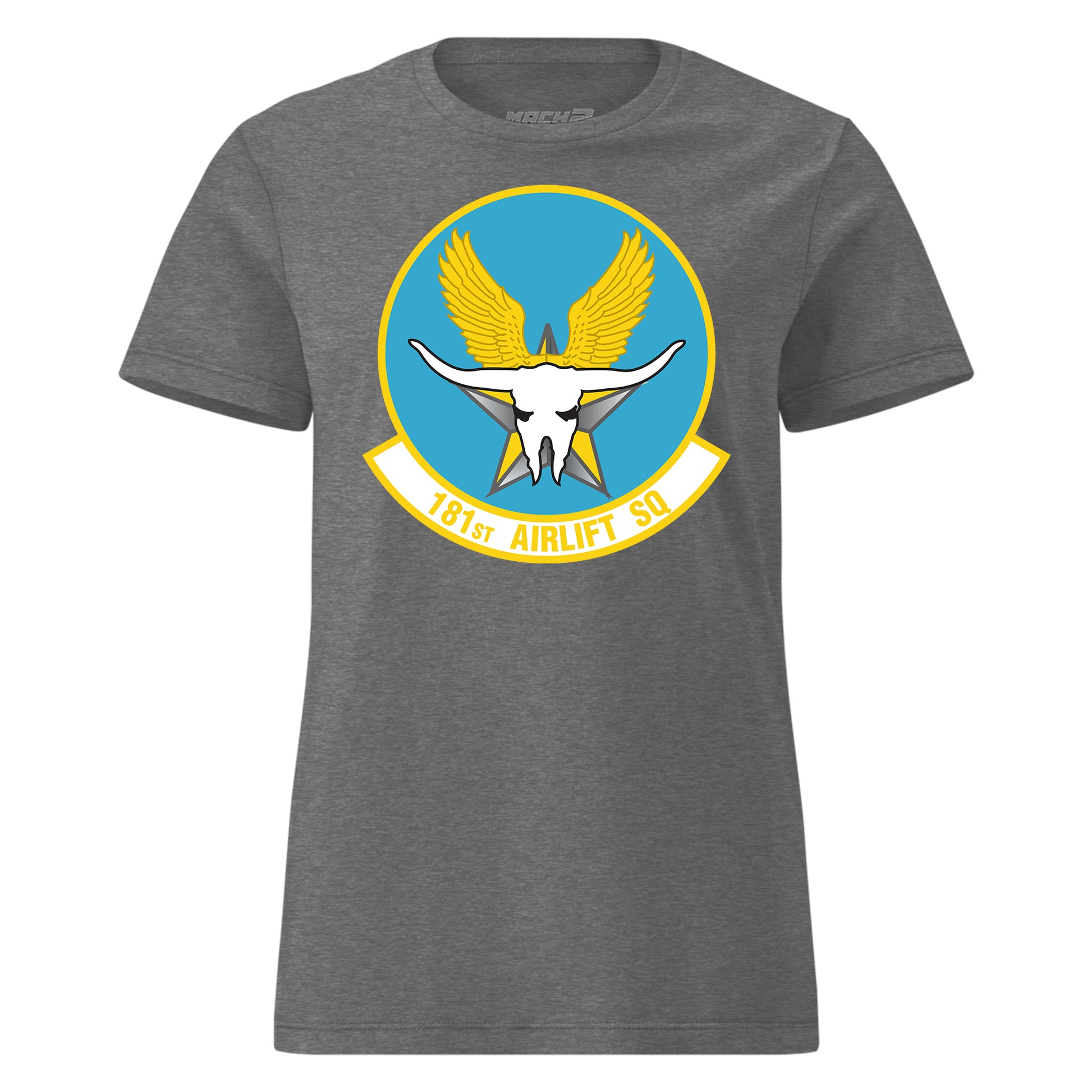 Mach2 Squadron Upload | 181ST AIRLIFT SQUADRON | Womens | Charcoal Heather | MACH-WOMENS-FRONT-CHARCOAL.jpg