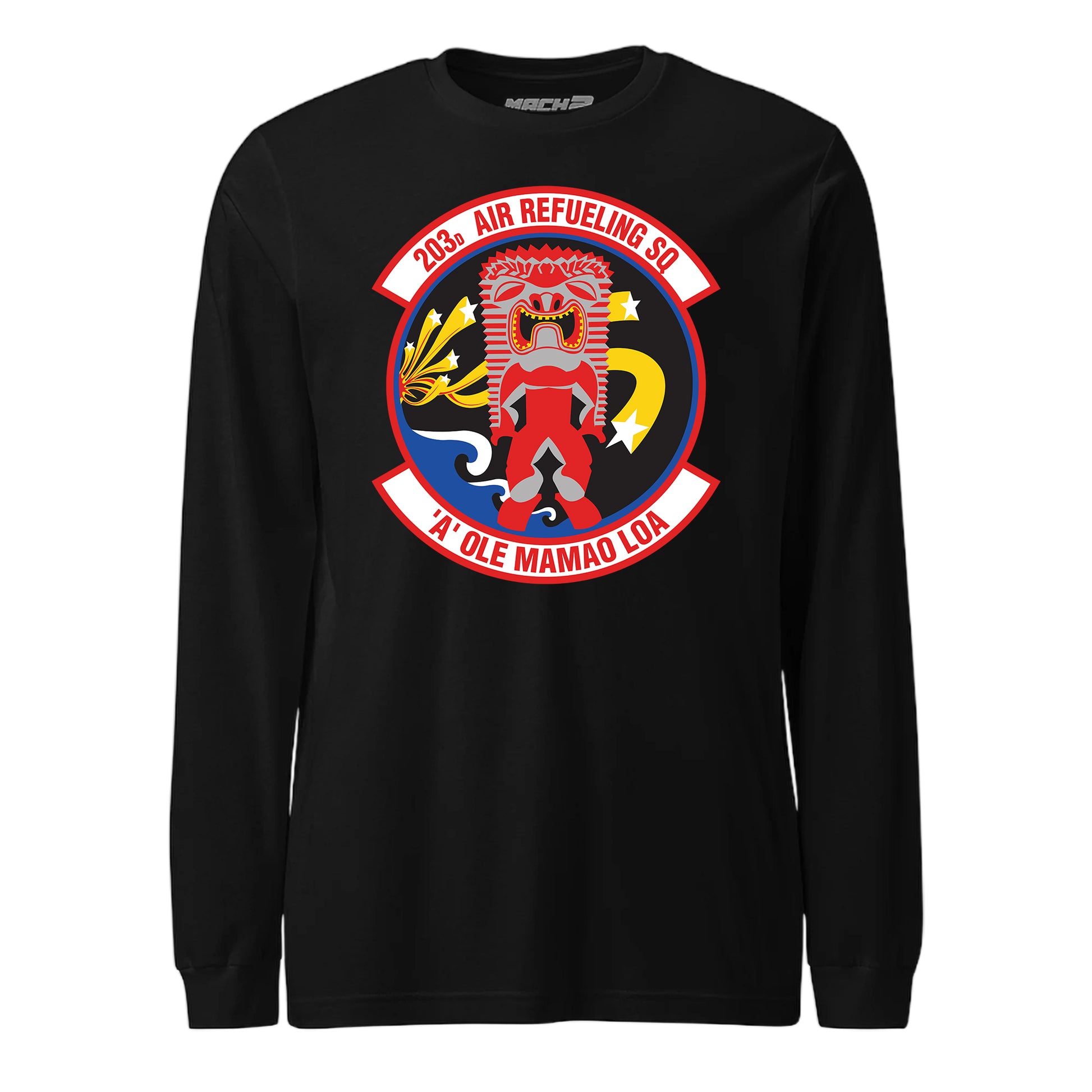 Mach2 Squadron Upload | 203RD AIR REFUELING SQUADRON | Long Sleeve | Black | MACH-LONG-SLEEVE-FRONT-BLACK.jpg
