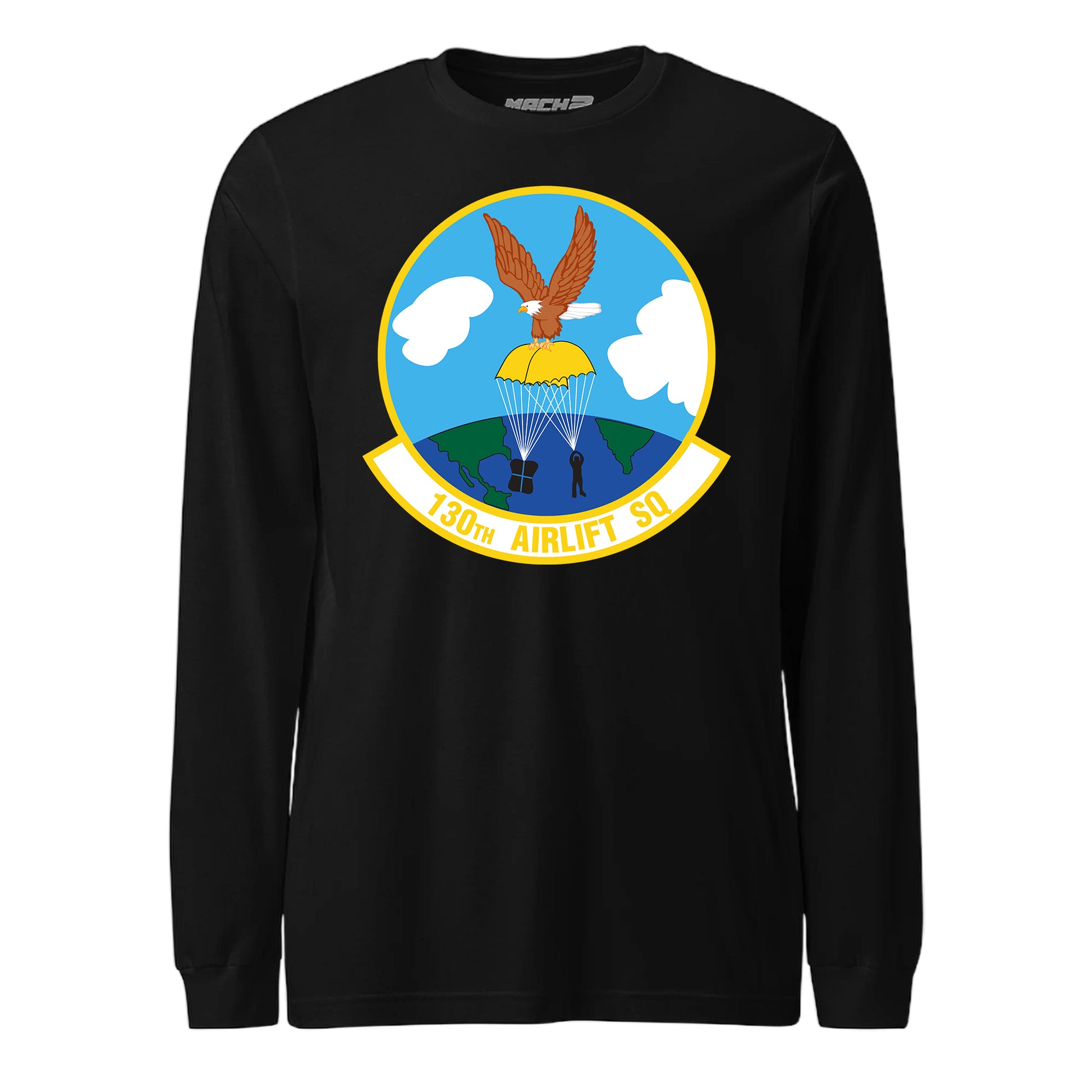 Mach2 Squadron Upload | 130TH AIRLIFT SQUADRON | Long Sleeve | Black | MACH-LONG-SLEEVE-FRONT-BLACK.jpg