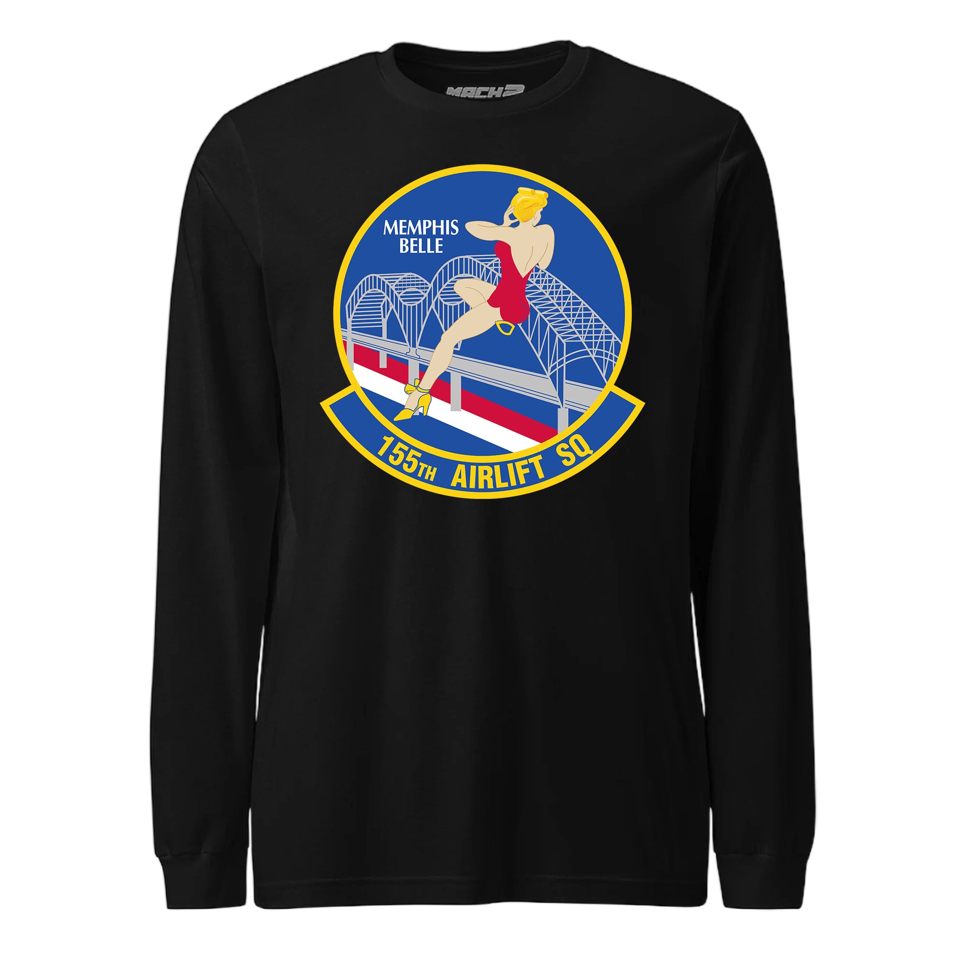 Mach2 Squadron Upload | 155TH AIRLIFT SQUADRON | Long Sleeve | Black | MACH-LONG-SLEEVE-FRONT-BLACK.jpg