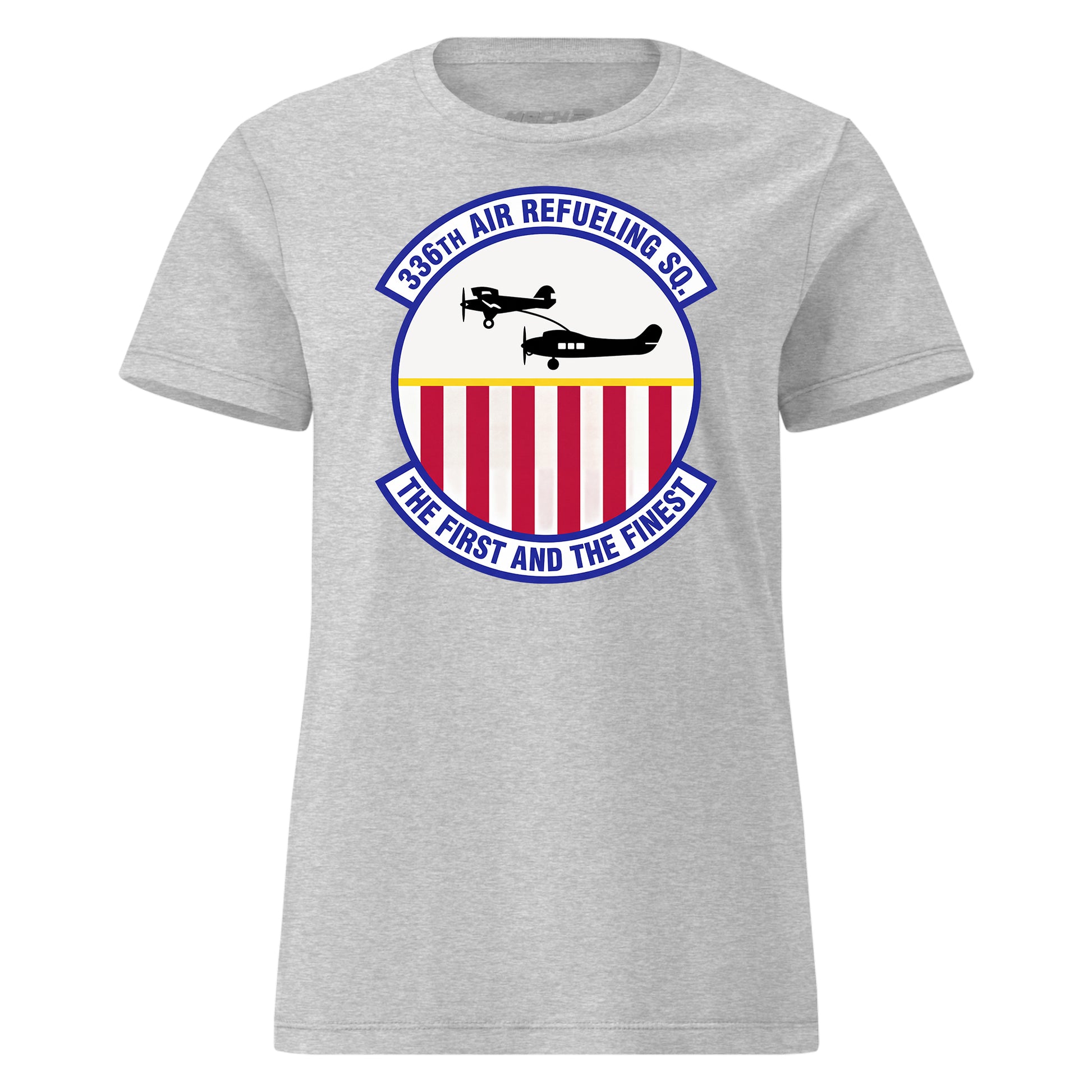 Mach2 Squadron Upload | 336TH AIR REFUELING SQUADRON | Womens | Heather Grey | MACH-WOMENS-FRONT-GREY.jpg
