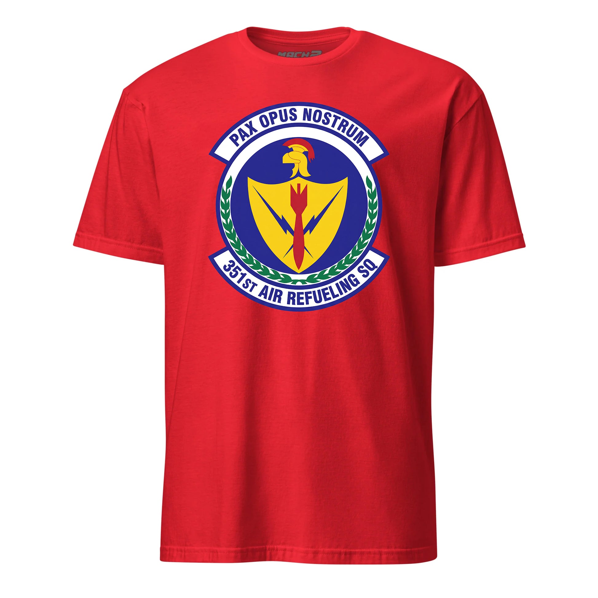 Mach2 Squadron Upload | 351ST AIR REFUELING SQUADRON | T-Shirt | Red | MACH-SHORT-SLEEVE-FRONT-RED.jpg