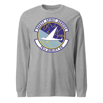 Mach2 Squadron Upload | 76TH AIRLIFT SQUADRON | Long Sleeve | Heather Grey | MACH-LONG-SLEEVE-FRONT-GREY.jpg