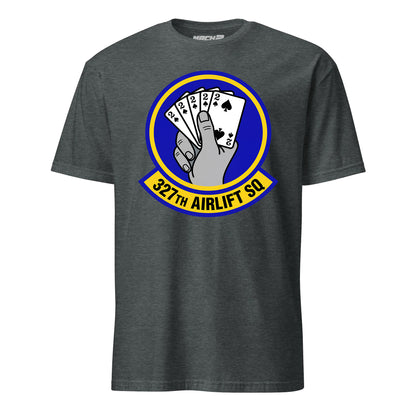 Mach2 Squadron Upload | 327TH AIRLIFT SQUADRON | T-Shirt | Charcoal Heather | MACH-SHORT-SLEEVE-FRONT-CHARCOAL.jpg