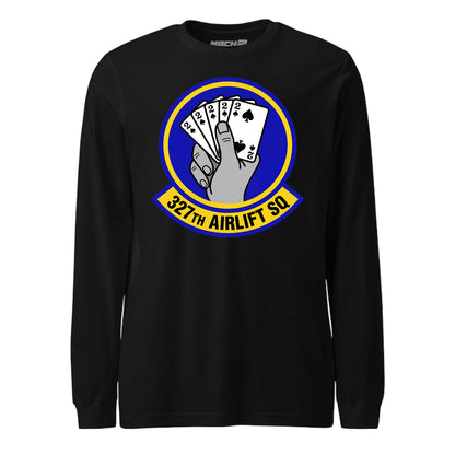Mach2 Squadron Upload | 327TH AIRLIFT SQUADRON | Long Sleeve | Black | MACH-LONG-SLEEVE-FRONT-BLACK.jpg