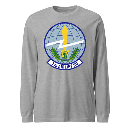 Mach2 Squadron Upload | 7TH AIRLIFT SQUADRON | Long Sleeve | Heather Grey | MACH-LONG-SLEEVE-FRONT-GREY.jpg