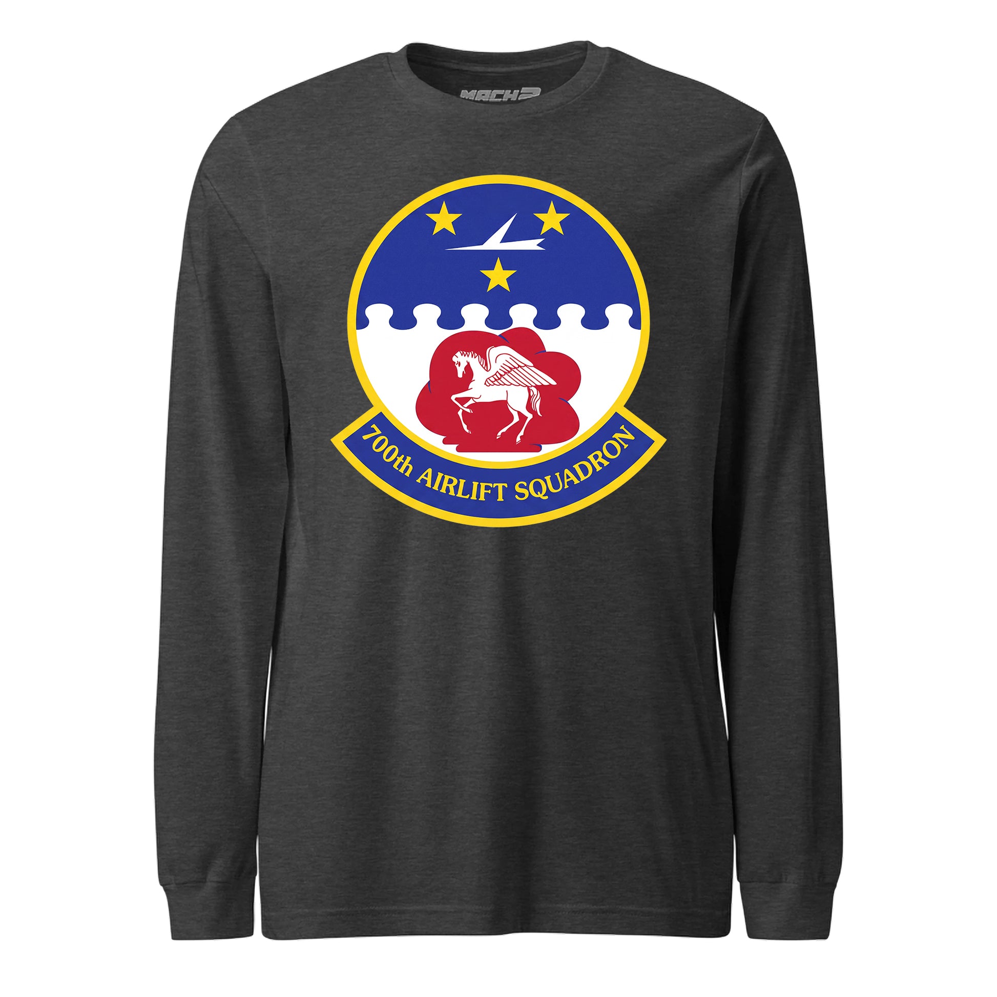 Mach2 Squadron Upload | 700TH AIRLIFT SQUADRON | Long Sleeve | Charcoal Heather | MACH-LONG-SLEEVE-FRONT-CHARCOAL.jpg