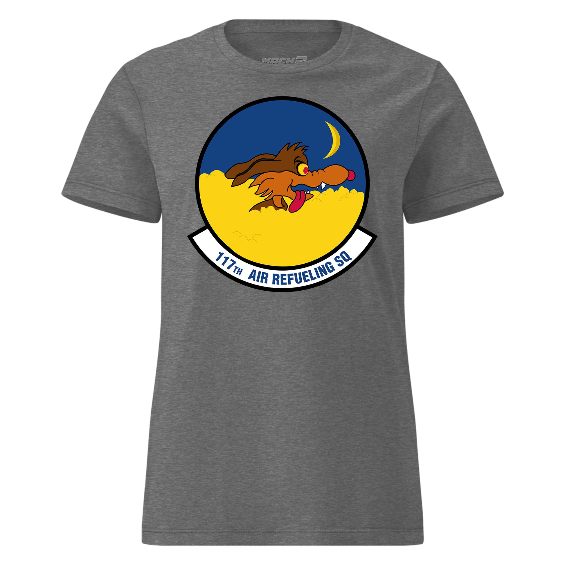 Mach2 Squadron Upload | 117TH AIR REFUELING SQUADRON | Womens | Charcoal Heather | MACH-WOMENS-FRONT-CHARCOAL.jpg