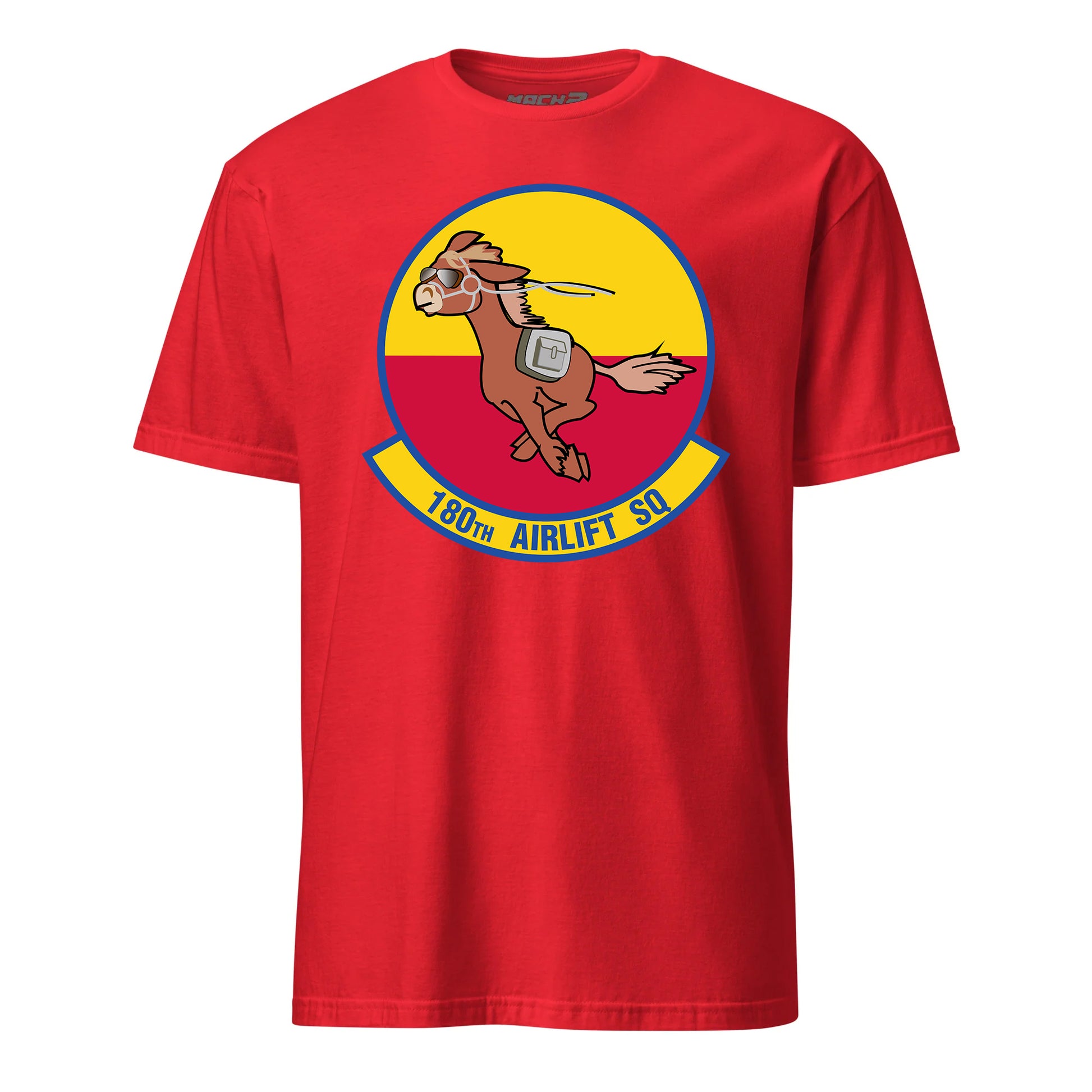 Mach2 Squadron Upload | 180TH AIRLIFT SQUADRON | T-Shirt | Red | MACH-SHORT-SLEEVE-FRONT-RED.jpg