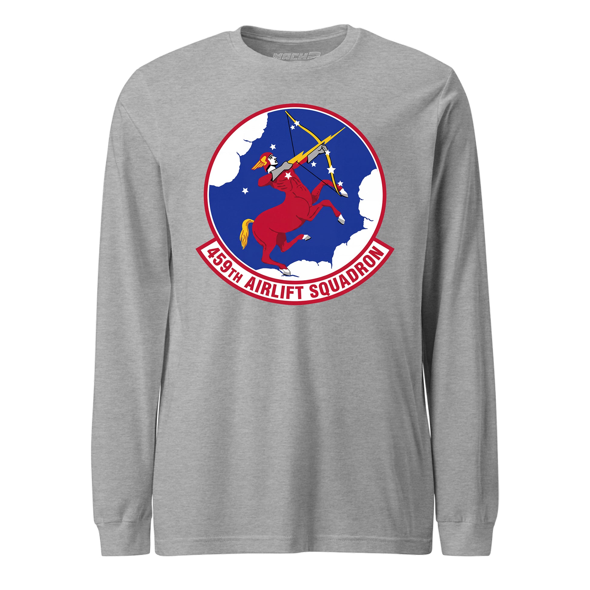 Mach2 Squadron Upload | 459TH AIRLIFT SQUADRON | Long Sleeve | Heather Grey | MACH-LONG-SLEEVE-FRONT-GREY.jpg