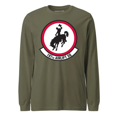 Mach2 Squadron Upload | 187TH AIRLIFT SQUADRON | Long Sleeve | OD Green | MACH-LONG-SLEEVE-FRONT-OD.jpg