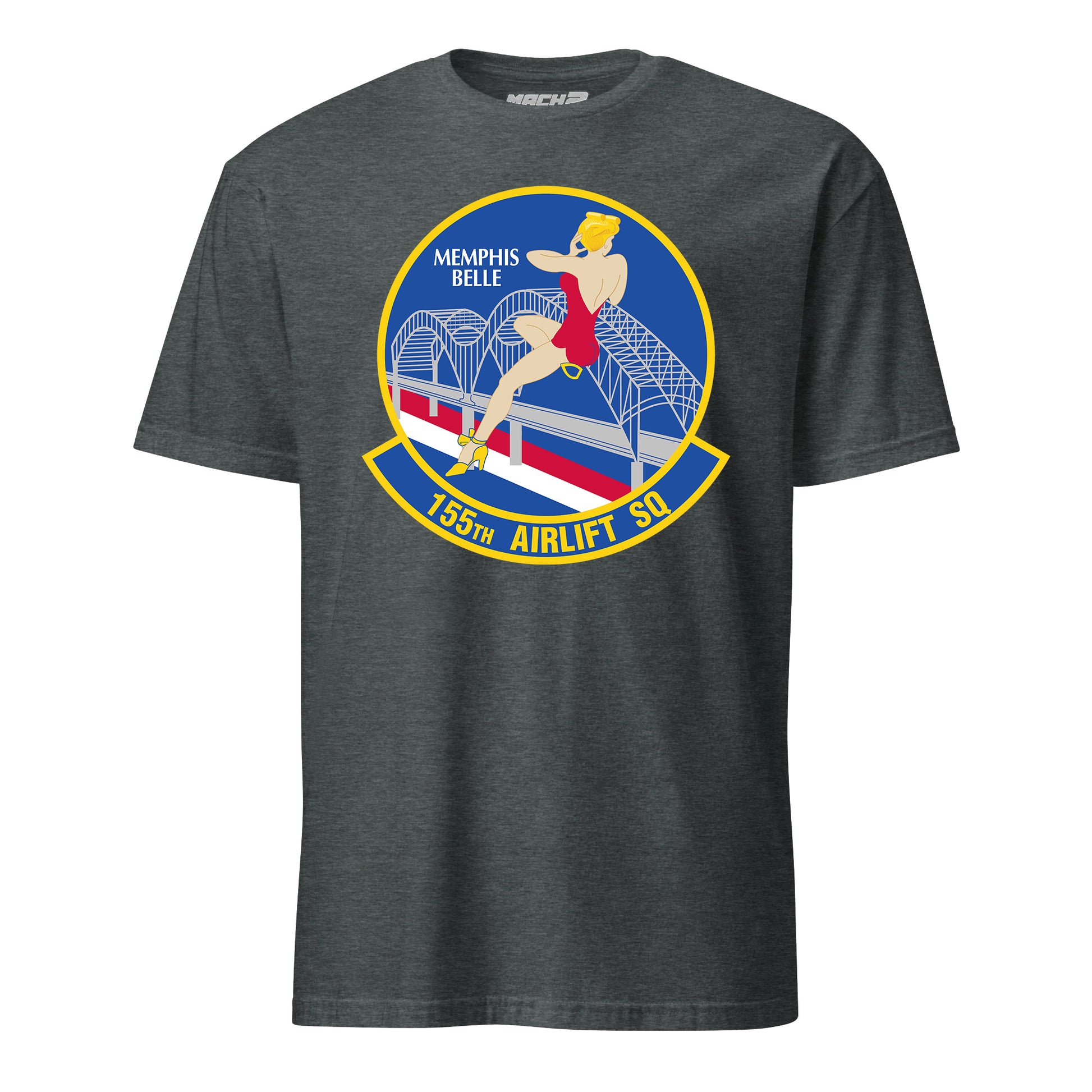 Mach2 Squadron Upload | 155TH AIRLIFT SQUADRON | T-Shirt | Charcoal Heather | MACH-SHORT-SLEEVE-FRONT-CHARCOAL.jpg