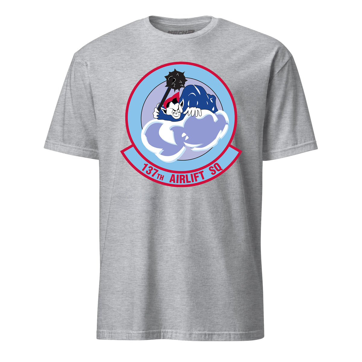 Mach2 Squadron Upload | 137TH AIRLIFT SQUADRON | T-Shirt | Heather Grey | MACH-SHORT-SLEEVE-FRONT-GREY.jpg