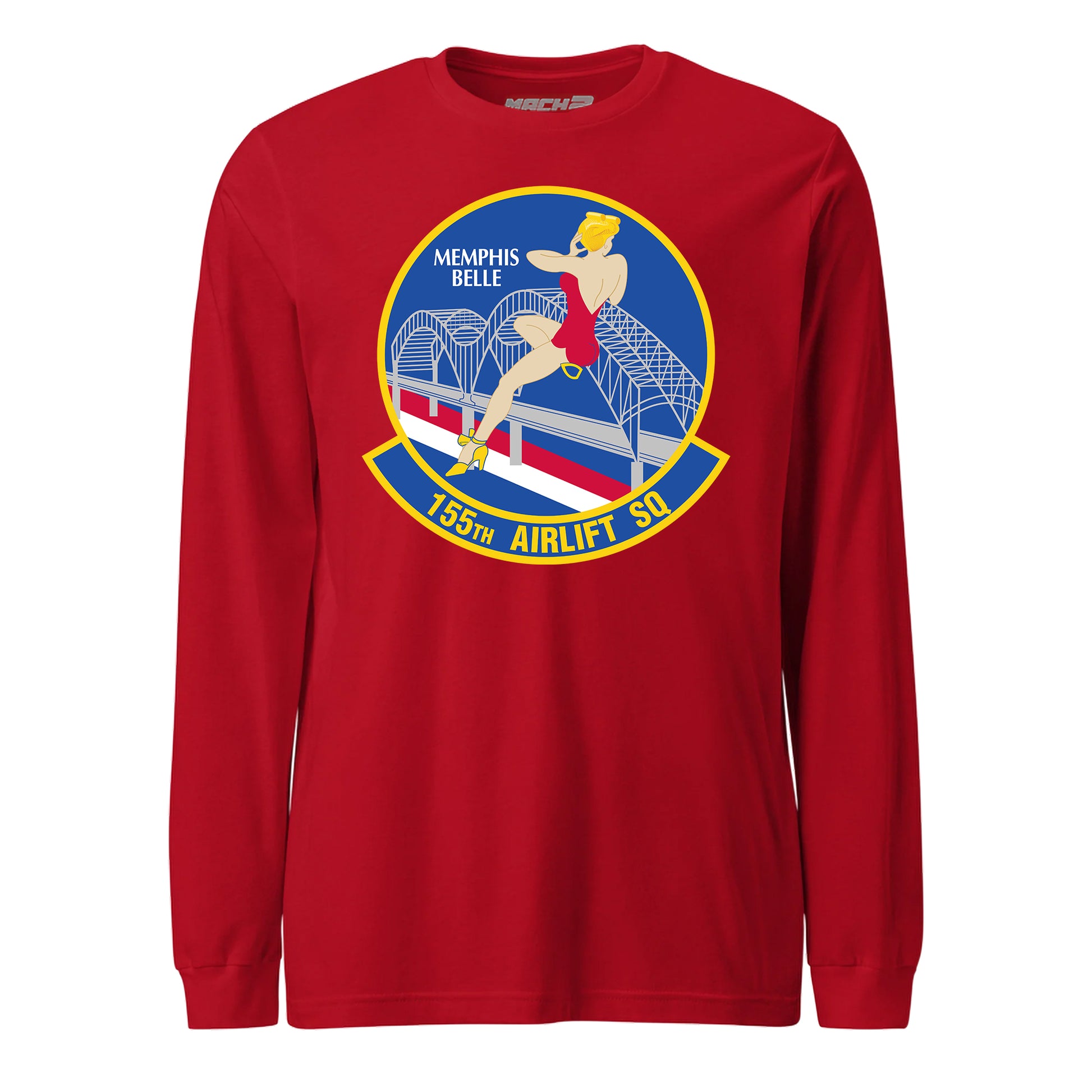 Mach2 Squadron Upload | 155TH AIRLIFT SQUADRON | Long Sleeve | Red | MACH-LONG-SLEEVE-FRONT-RED.jpg