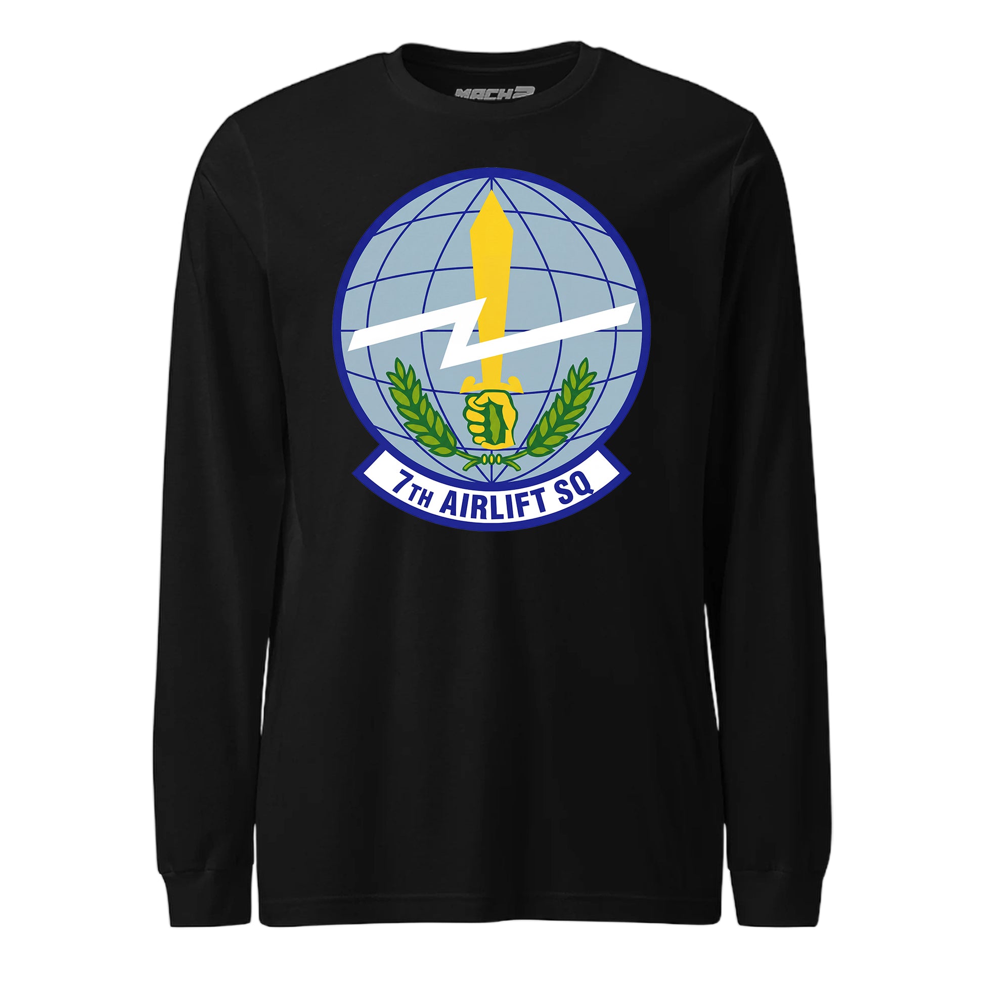 Mach2 Squadron Upload | 7TH AIRLIFT SQUADRON | Long Sleeve | Black | MACH-LONG-SLEEVE-FRONT-BLACK.jpg