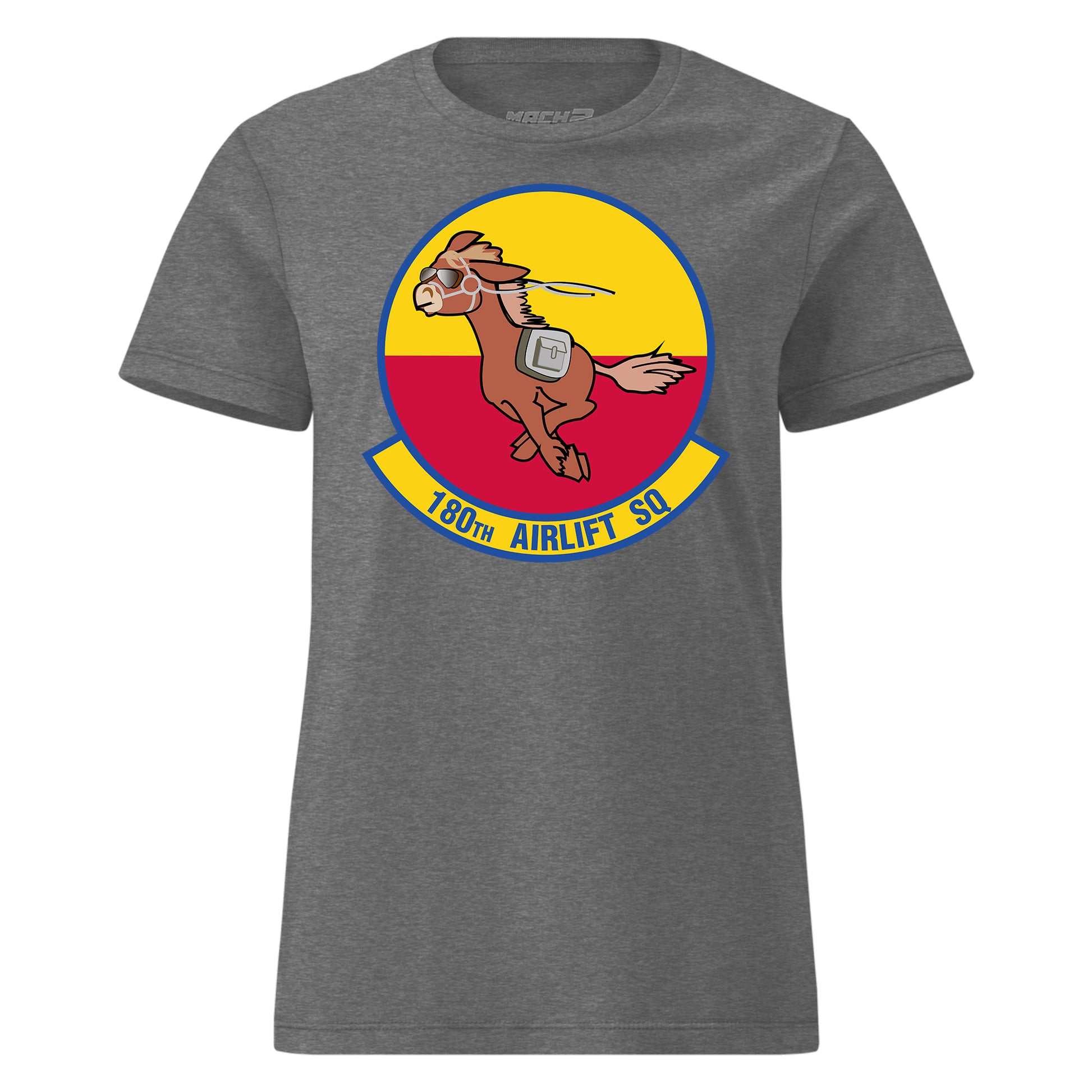 Mach2 Squadron Upload | 180TH AIRLIFT SQUADRON | Womens | Charcoal Heather | MACH-WOMENS-FRONT-CHARCOAL.jpg