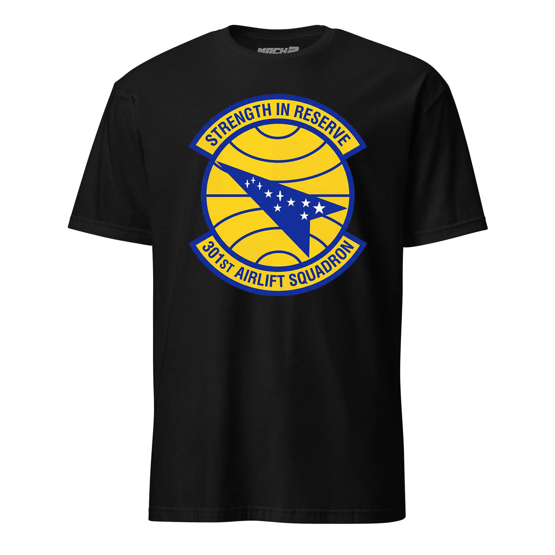 Mach2 Squadron Upload | 301ST AIRLIFT SQUADRON | T-Shirt | Black | MACH-SHORT-SLEEVE-FRONT-BLACK.jpg