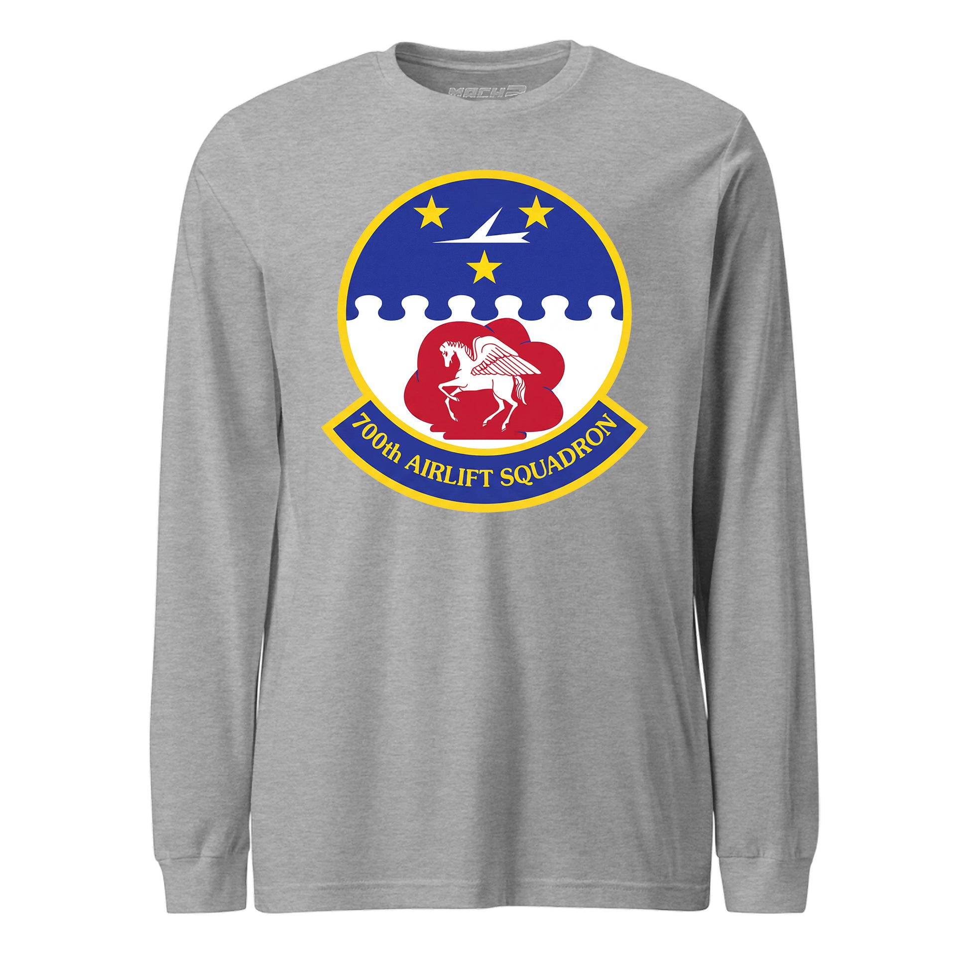 Mach2 Squadron Upload | 700TH AIRLIFT SQUADRON | Long Sleeve | Heather Grey | MACH-LONG-SLEEVE-FRONT-GREY.jpg