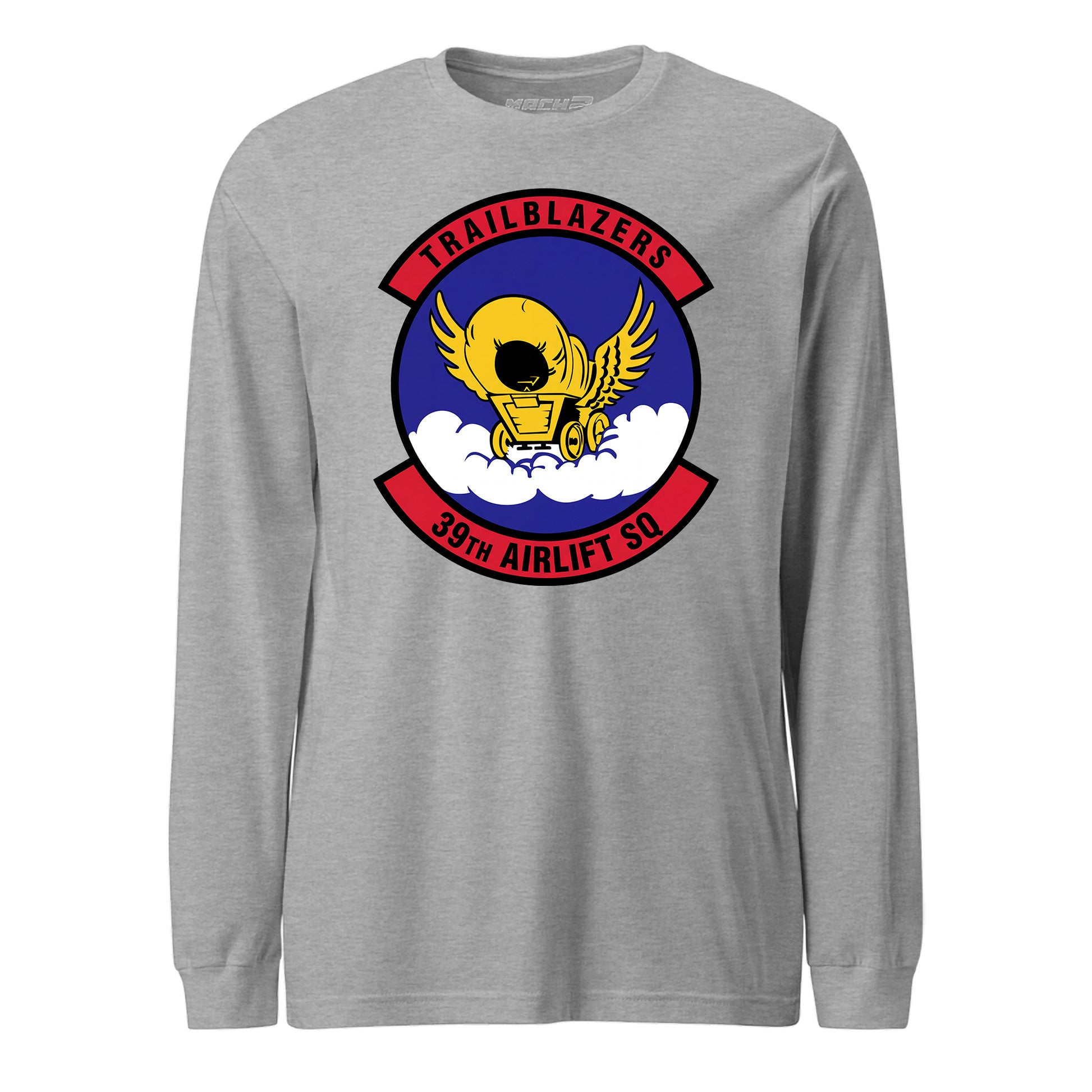 Mach2 Squadron Upload | 39TH AIRLIFT SQUADRON | Long Sleeve | Heather Grey | MACH-LONG-SLEEVE-FRONT-GREY.jpg