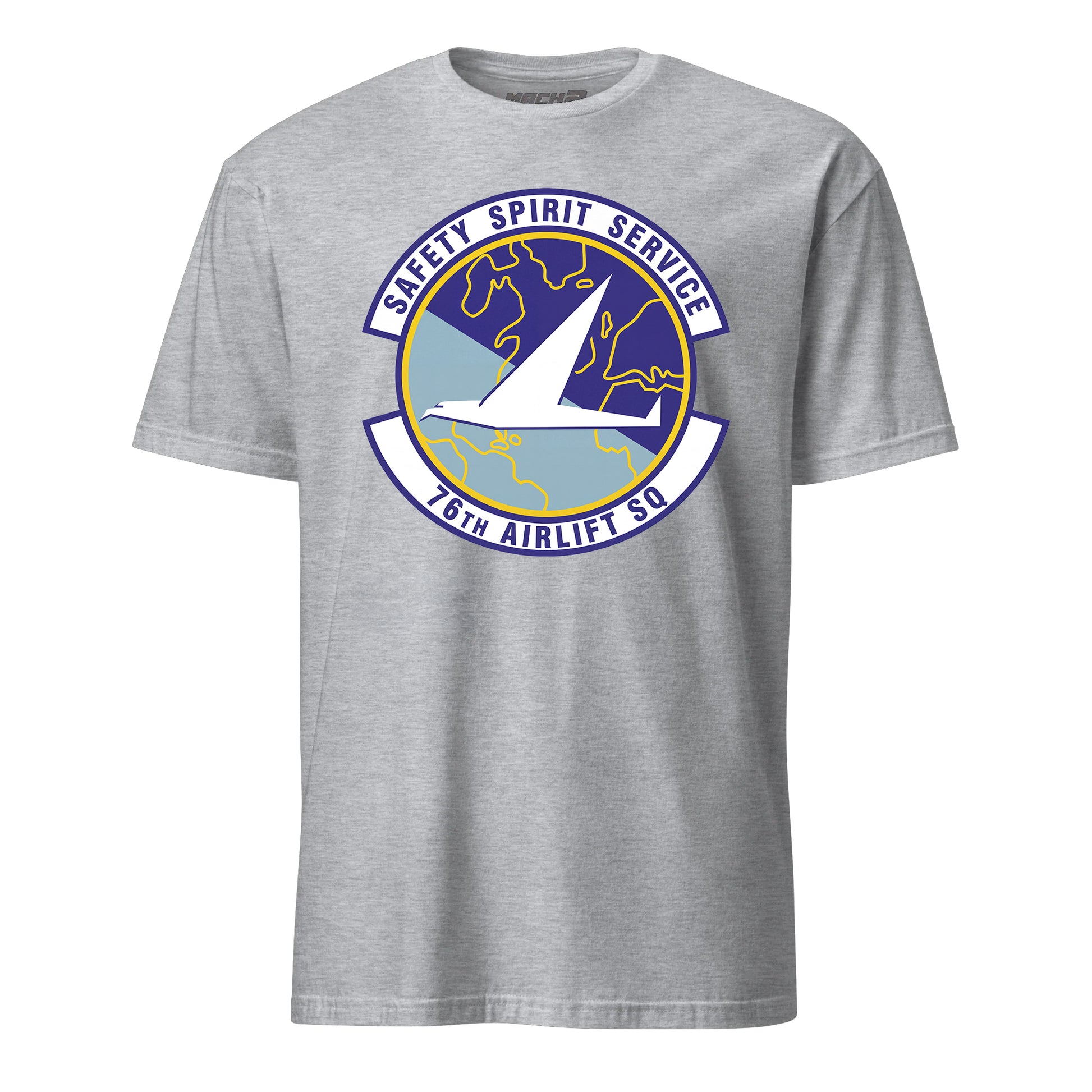 Mach2 Squadron Upload | 76TH AIRLIFT SQUADRON | T-Shirt | Heather Grey | MACH-SHORT-SLEEVE-FRONT-GREY.jpg