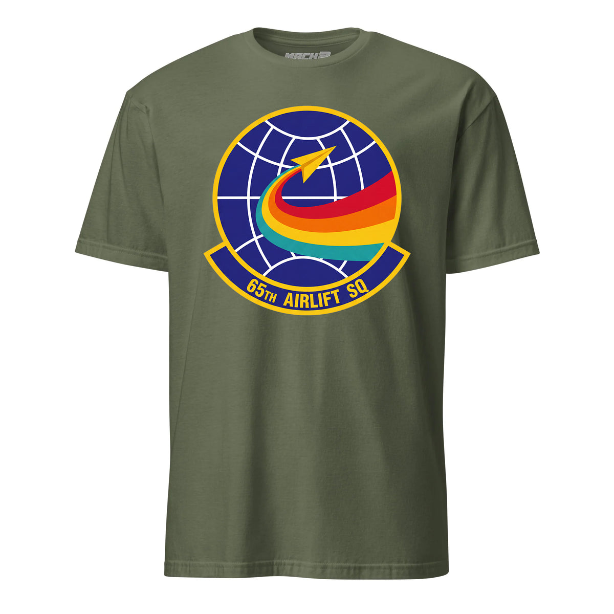 Mach2 Squadron Upload | 65TH AIRLIFT SQUADRON | T-Shirt | OD Green | MACH-SHORT-SLEEVE-FRONT-OD.jpg