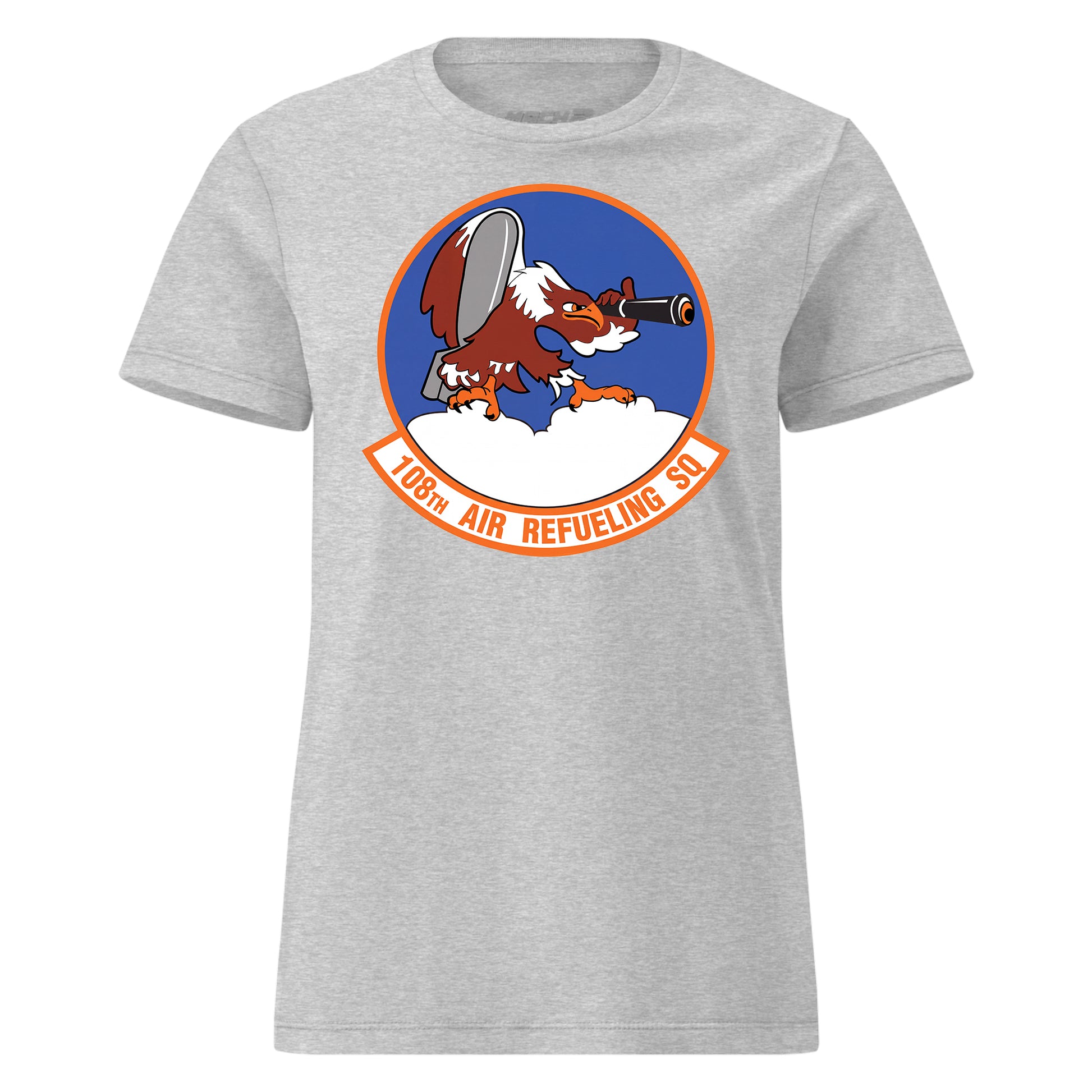 Mach2 Squadron Upload | 108TH AIR REFUELING SQUADRON | Womens | Heather Grey | MACH-WOMENS-FRONT-GREY.jpg