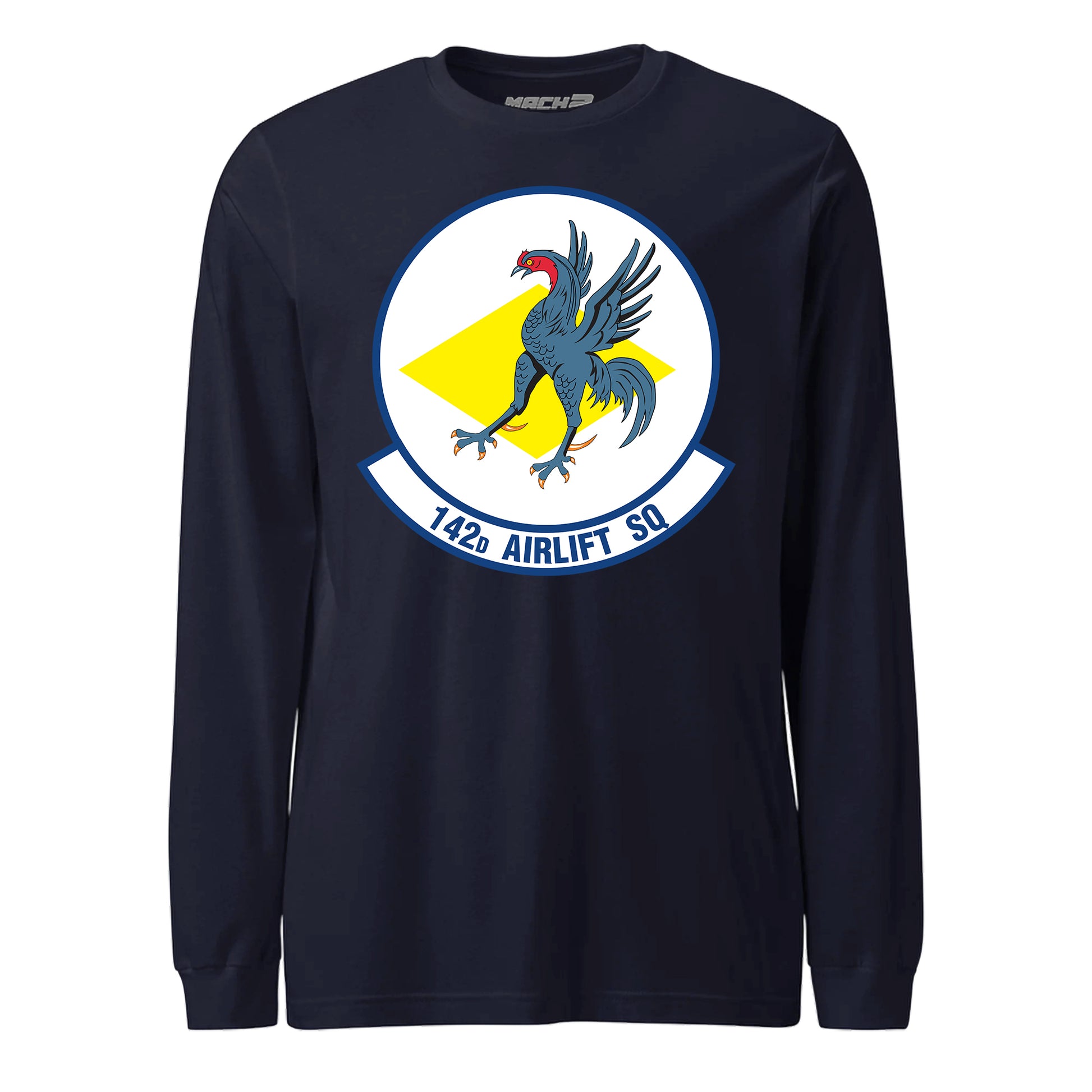 Mach2 Squadron Upload | 142ND AIRLIFT SQUADRON | Long Sleeve | Navy | MACH-LONG-SLEEVE-FRONT-NAVY.jpg