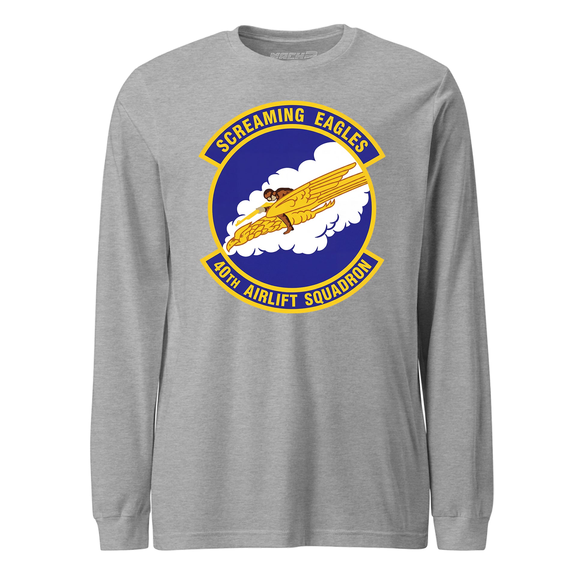 Mach2 Squadron Upload | 40TH AIRLIFT SQUADRON | Long Sleeve | Heather Grey | MACH-LONG-SLEEVE-FRONT-GREY.jpg