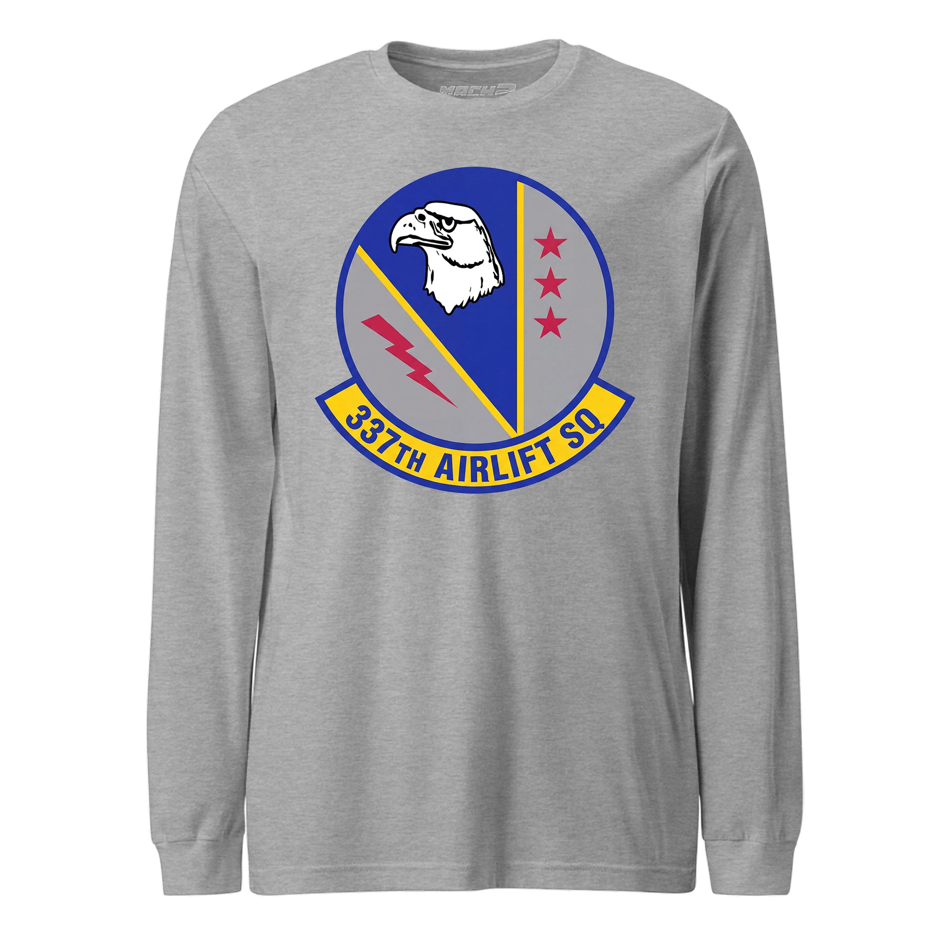 Mach2 Squadron Upload | 337TH AIRLIFT SQUADRON | Long Sleeve | Heather Grey | MACH-LONG-SLEEVE-FRONT-GREY.jpg