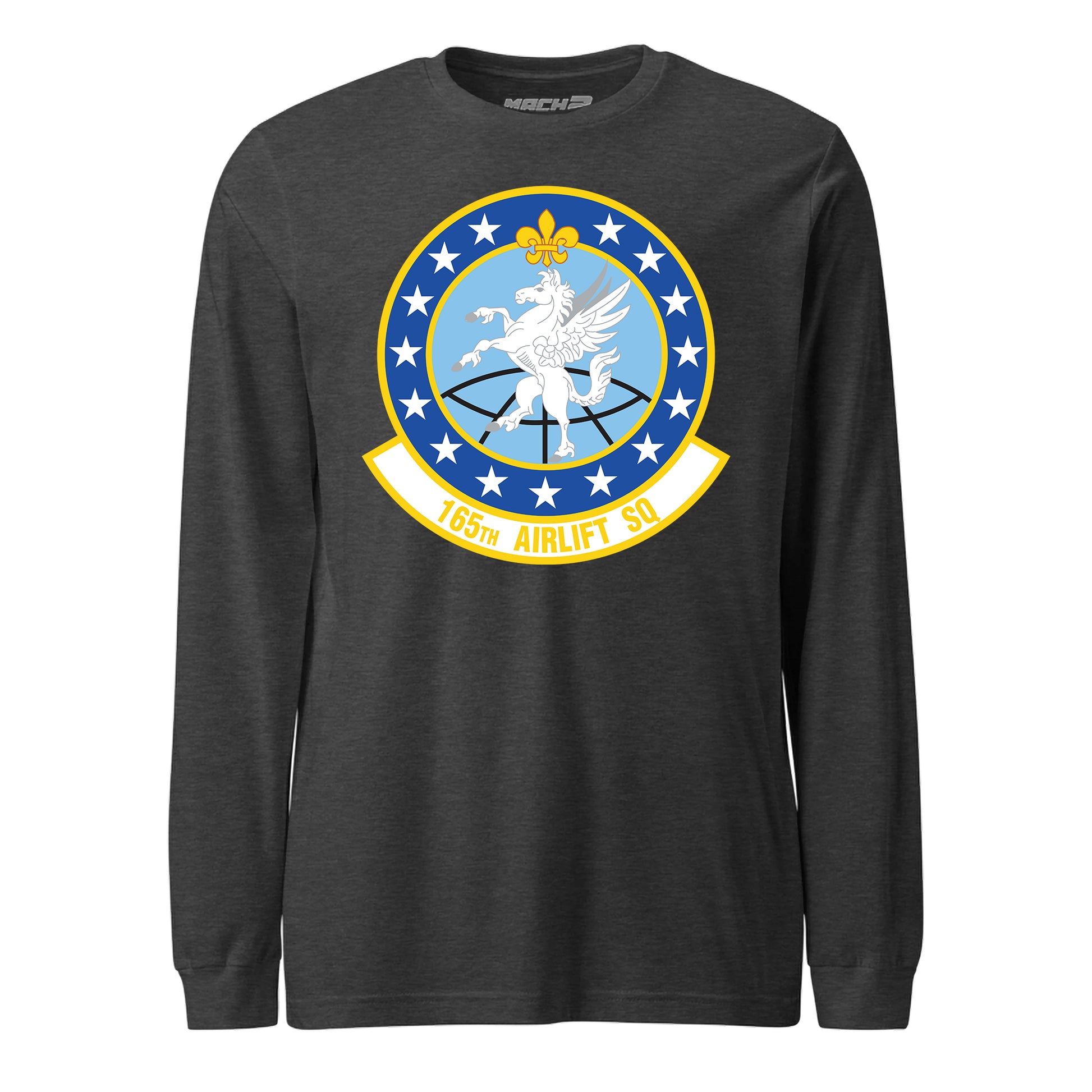 Mach2 Squadron Upload | 165TH AIRLIFT SQUADRON | Long Sleeve | Charcoal Heather | MACH-LONG-SLEEVE-FRONT-CHARCOAL.jpg
