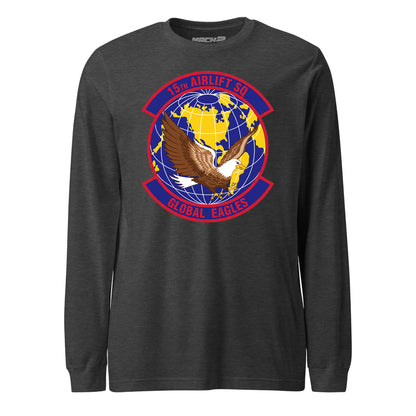 Mach2 Squadron Upload | 15TH AIRLIFT SQUADRON | Long Sleeve | Charcoal Heather | MACH-LONG-SLEEVE-FRONT-CHARCOAL.jpg