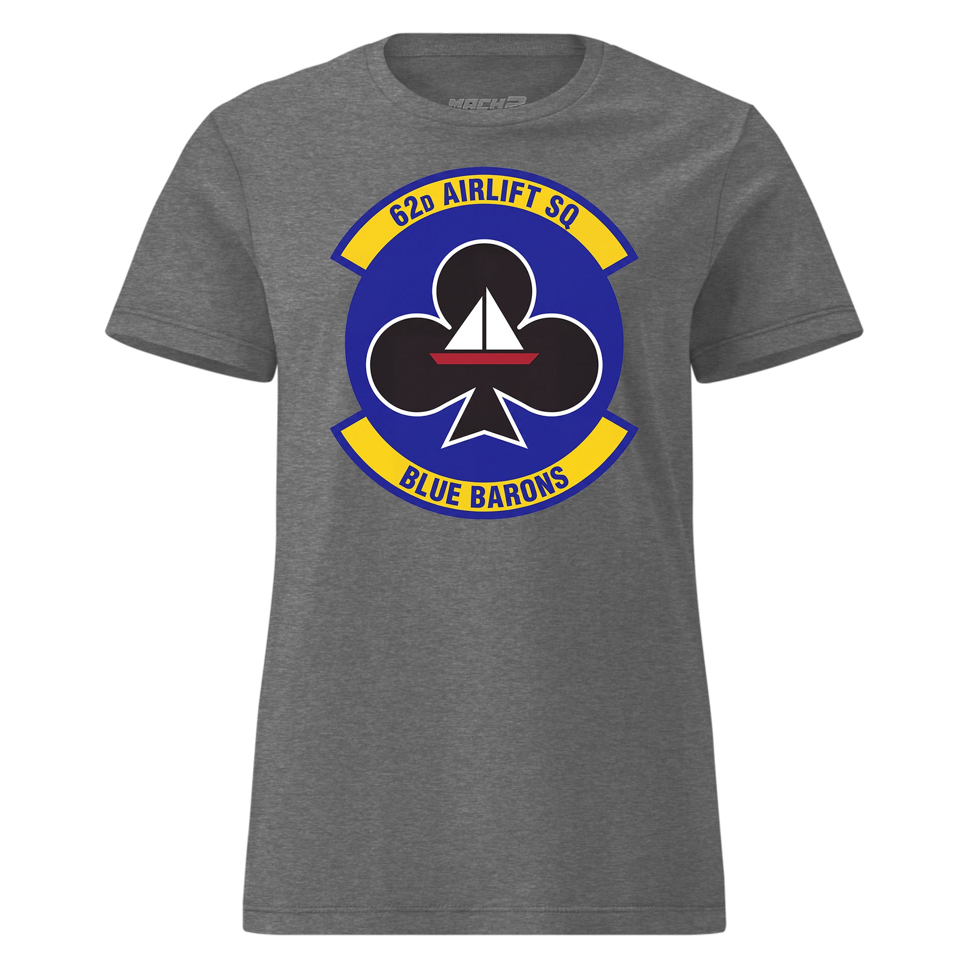Mach2 Squadron Upload | 62ND AIRLIFT SQUADRON | Womens | Charcoal Heather | MACH-WOMENS-FRONT-CHARCOAL.jpg