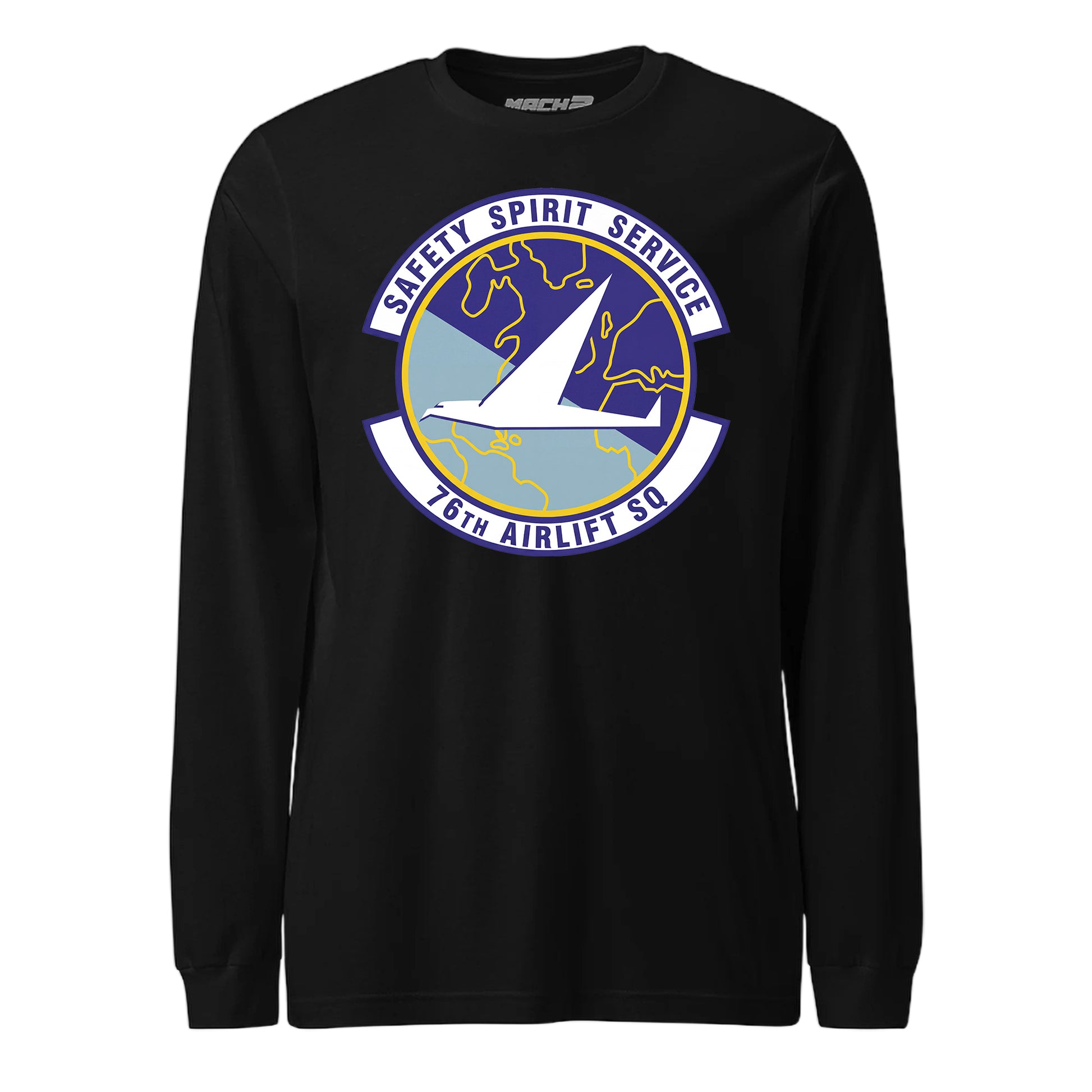 Mach2 Squadron Upload | 76TH AIRLIFT SQUADRON | Long Sleeve | Black | MACH-LONG-SLEEVE-FRONT-BLACK.jpg