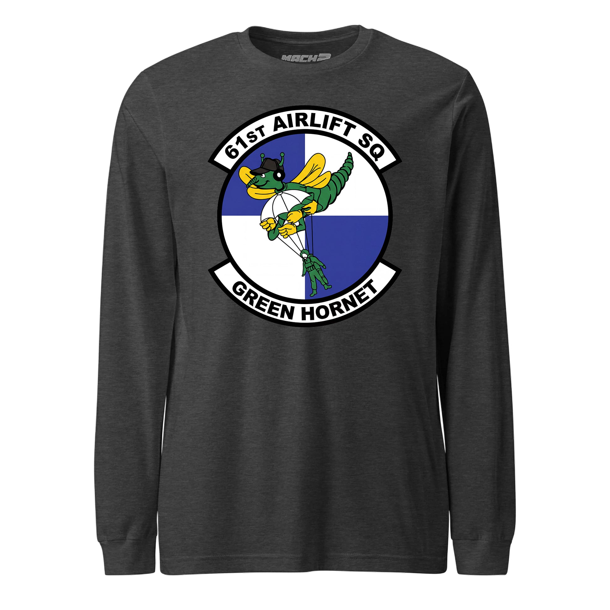 Mach2 Squadron Upload | 61ST AIRLIFT SQUADRON | Long Sleeve | Charcoal Heather | MACH-LONG-SLEEVE-FRONT-CHARCOAL.jpg