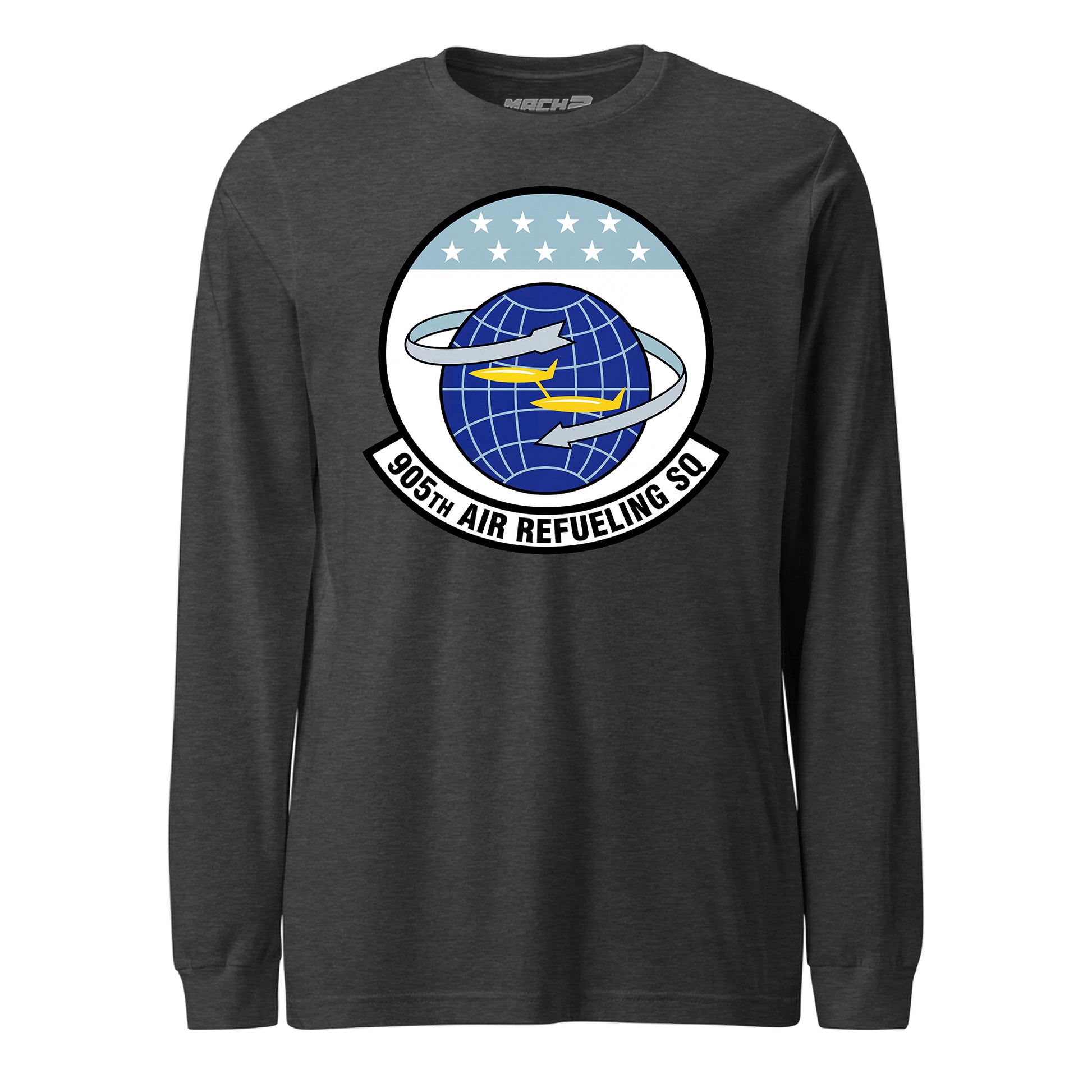 Mach2 Squadron Upload | 905TH AIR REFUELING SQUADRON | Long Sleeve | Charcoal Heather | MACH-LONG-SLEEVE-FRONT-CHARCOAL.jpg