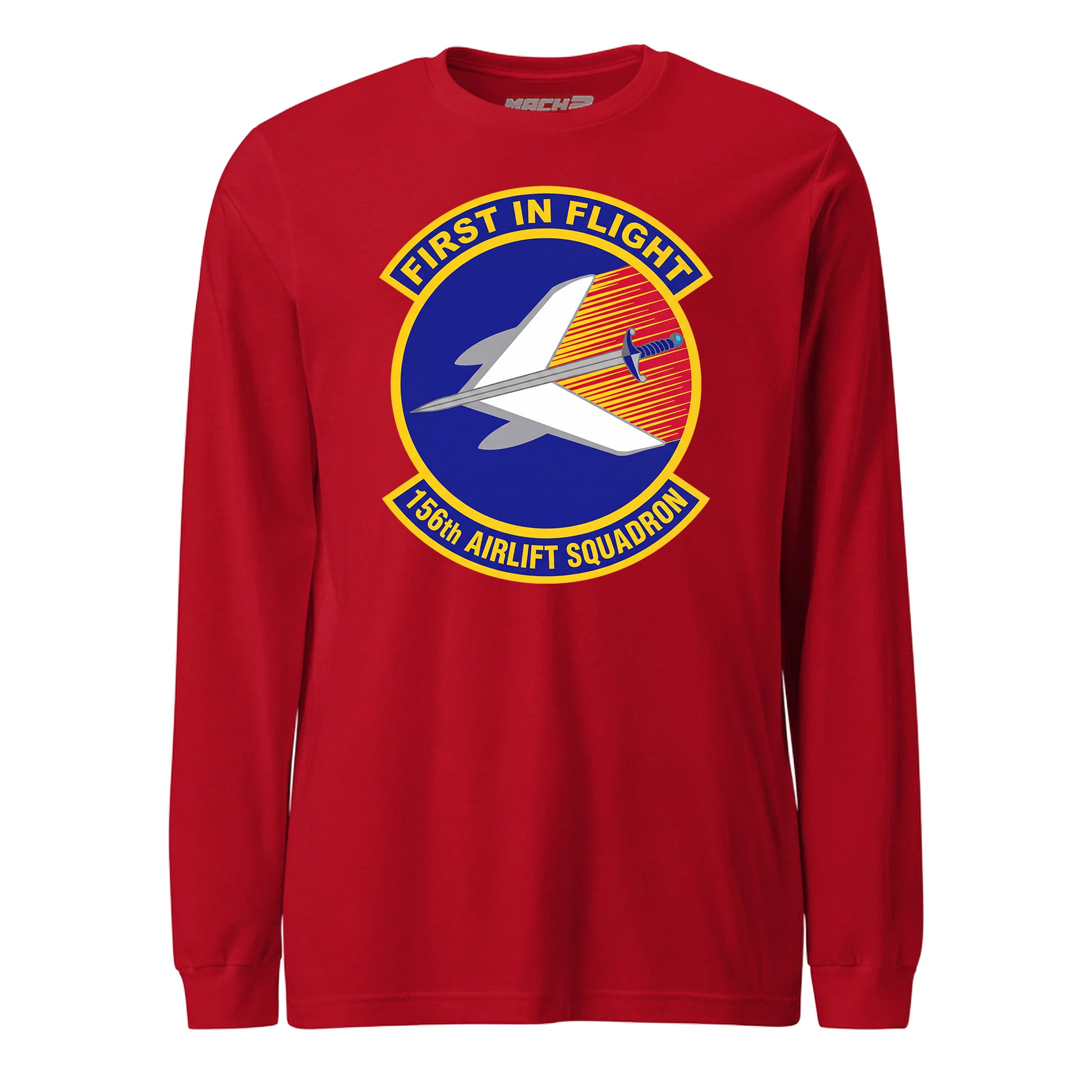 Mach2 Squadron Upload | 156TH AIRLIFT SQUADRON | Long Sleeve | Red | MACH-LONG-SLEEVE-FRONT-RED.jpg