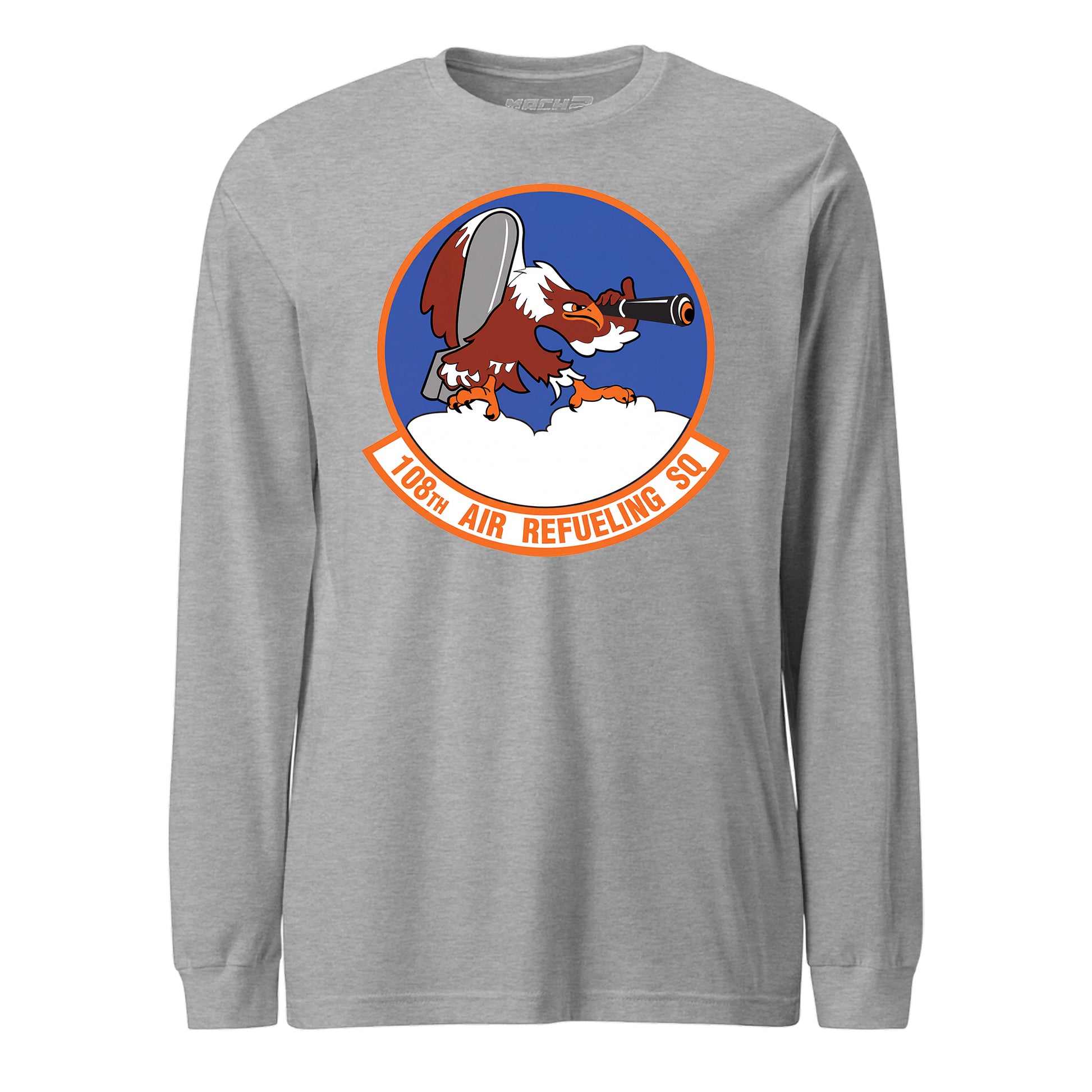 Mach2 Squadron Upload | 108TH AIR REFUELING SQUADRON | Long Sleeve | Heather Grey | MACH-LONG-SLEEVE-FRONT-GREY.jpg