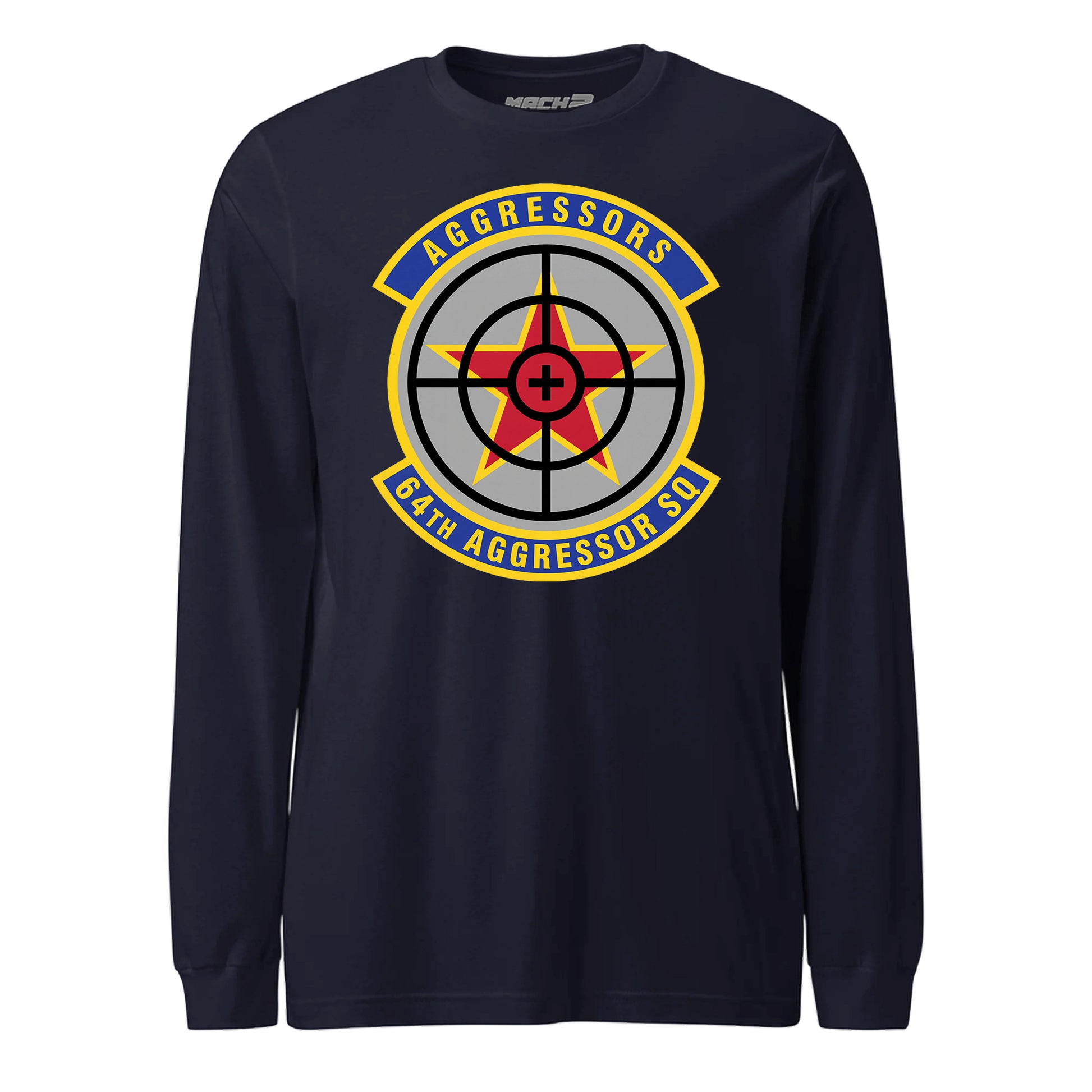 Mach2 Squadron Upload | 64TH AGGRESSOR SQUADRON | Long Sleeve | Navy | MACH-LONG-SLEEVE-FRONT-NAVY.jpg