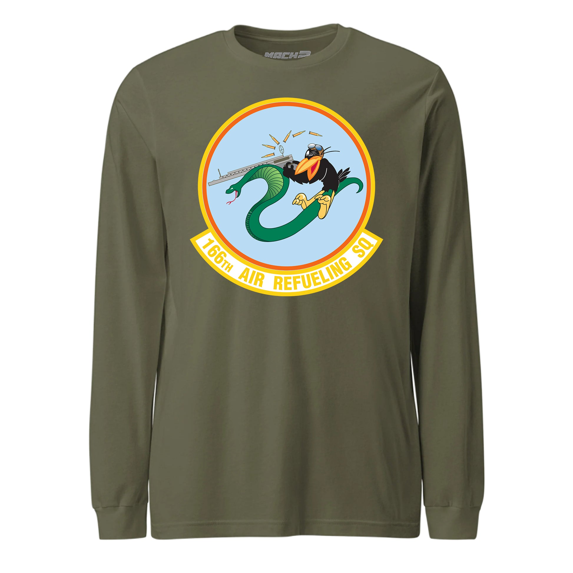 Mach2 Squadron Upload | 166TH AIR REFUELING SQUADRON | Long Sleeve | OD Green | MACH-LONG-SLEEVE-FRONT-OD.jpg