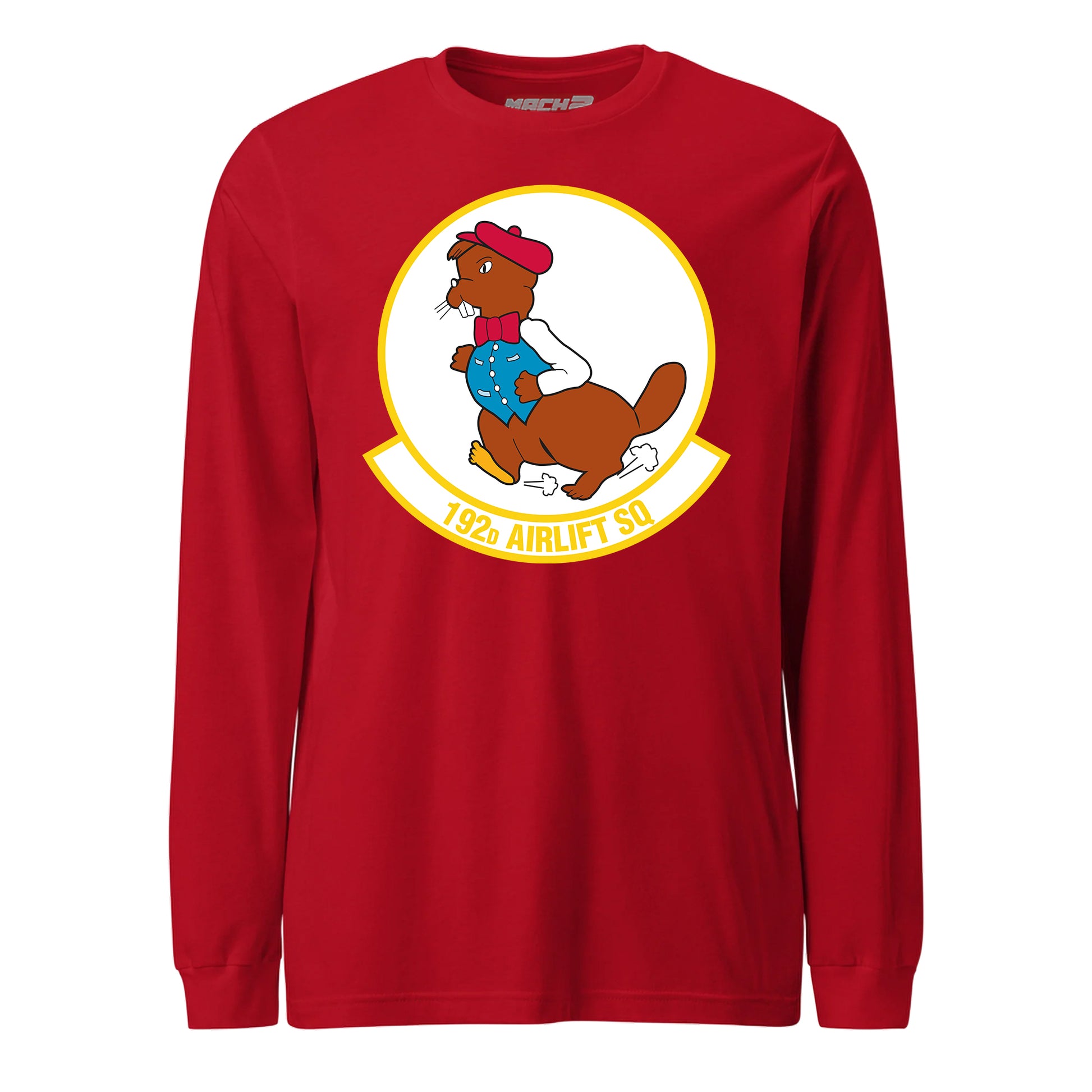 Mach2 Squadron Upload | 192ND AIRLIFT SQUADRON | Long Sleeve | Red | MACH-LONG-SLEEVE-FRONT-RED.jpg