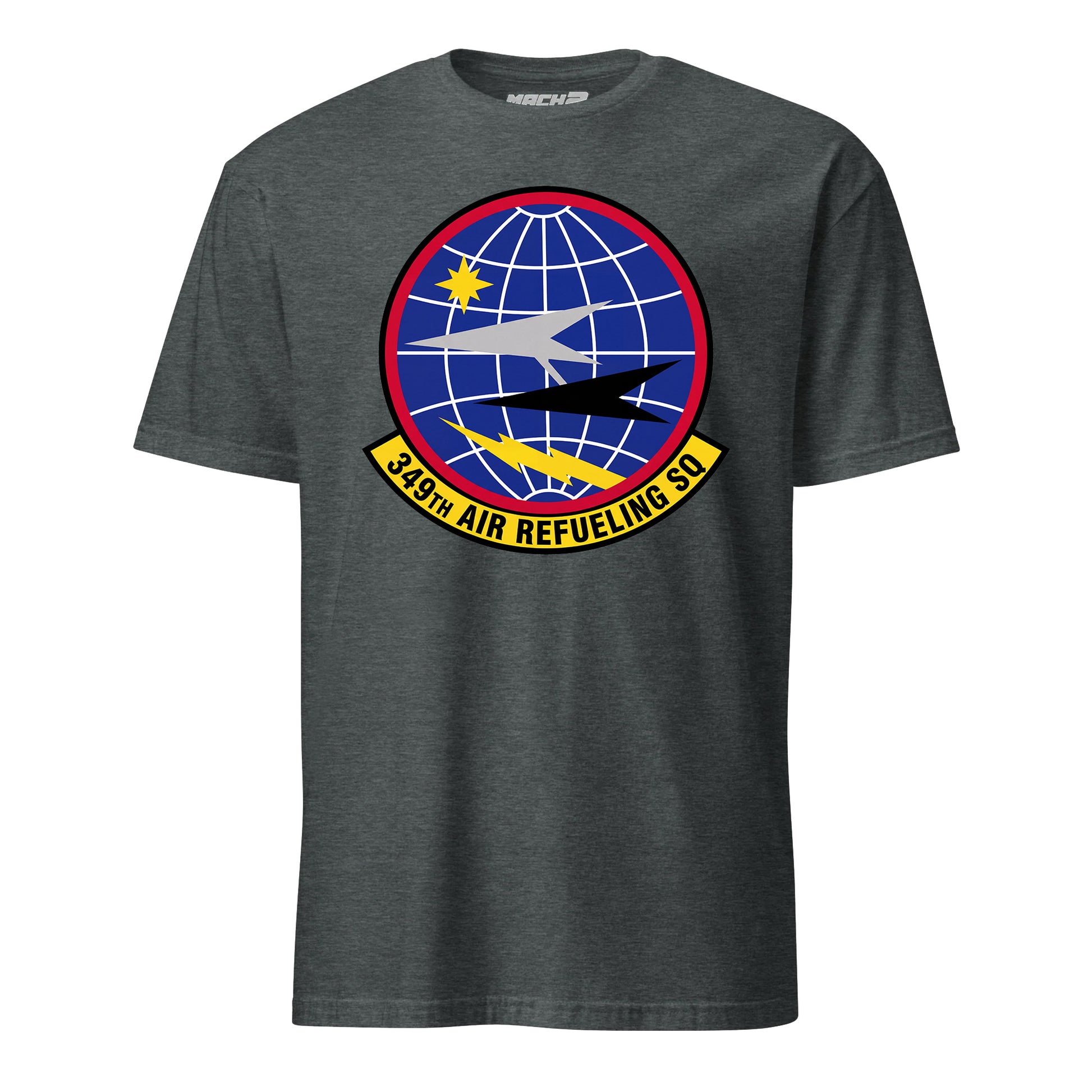 Mach2 Squadron Upload | 349TH AIR REFUELING SQUADRON | T-Shirt | Charcoal Heather | MACH-SHORT-SLEEVE-FRONT-CHARCOAL.jpg