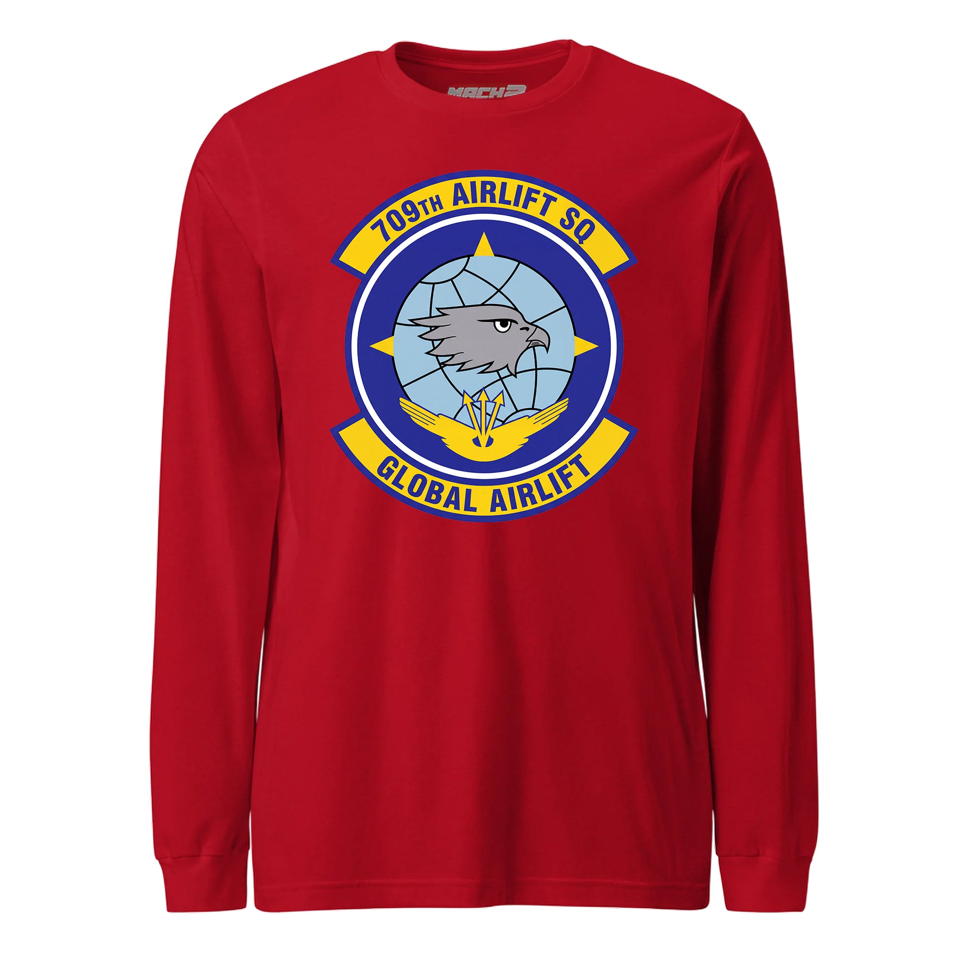Mach2 Squadron Upload | 709TH AIRLIFT SQUADRON | Long Sleeve | Red | MACH-LONG-SLEEVE-FRONT-RED.jpg