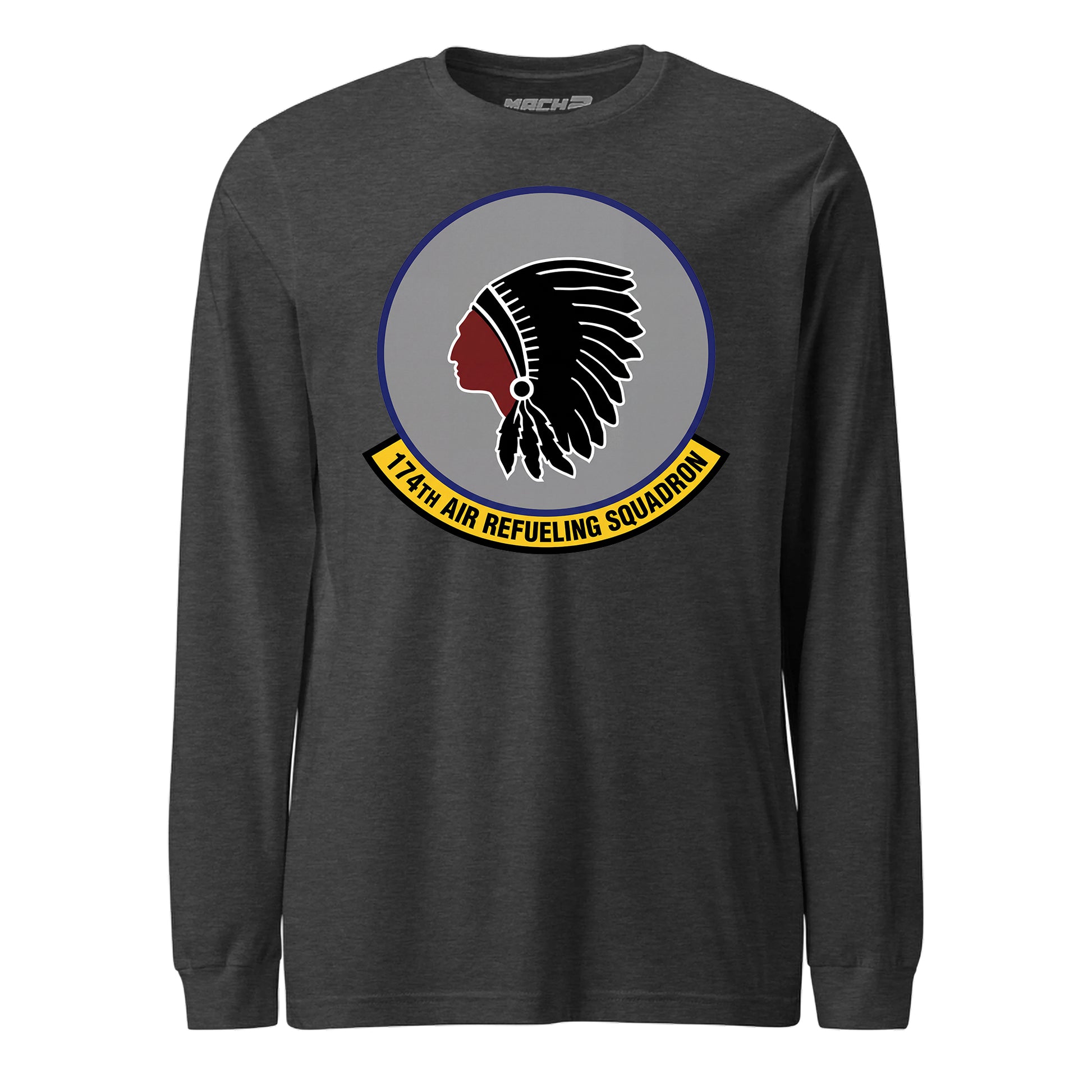 Mach2 Squadron Upload | 174TH AIR REFUELING SQUADRON | Long Sleeve | Charcoal Heather | MACH-LONG-SLEEVE-FRONT-CHARCOAL.jpg