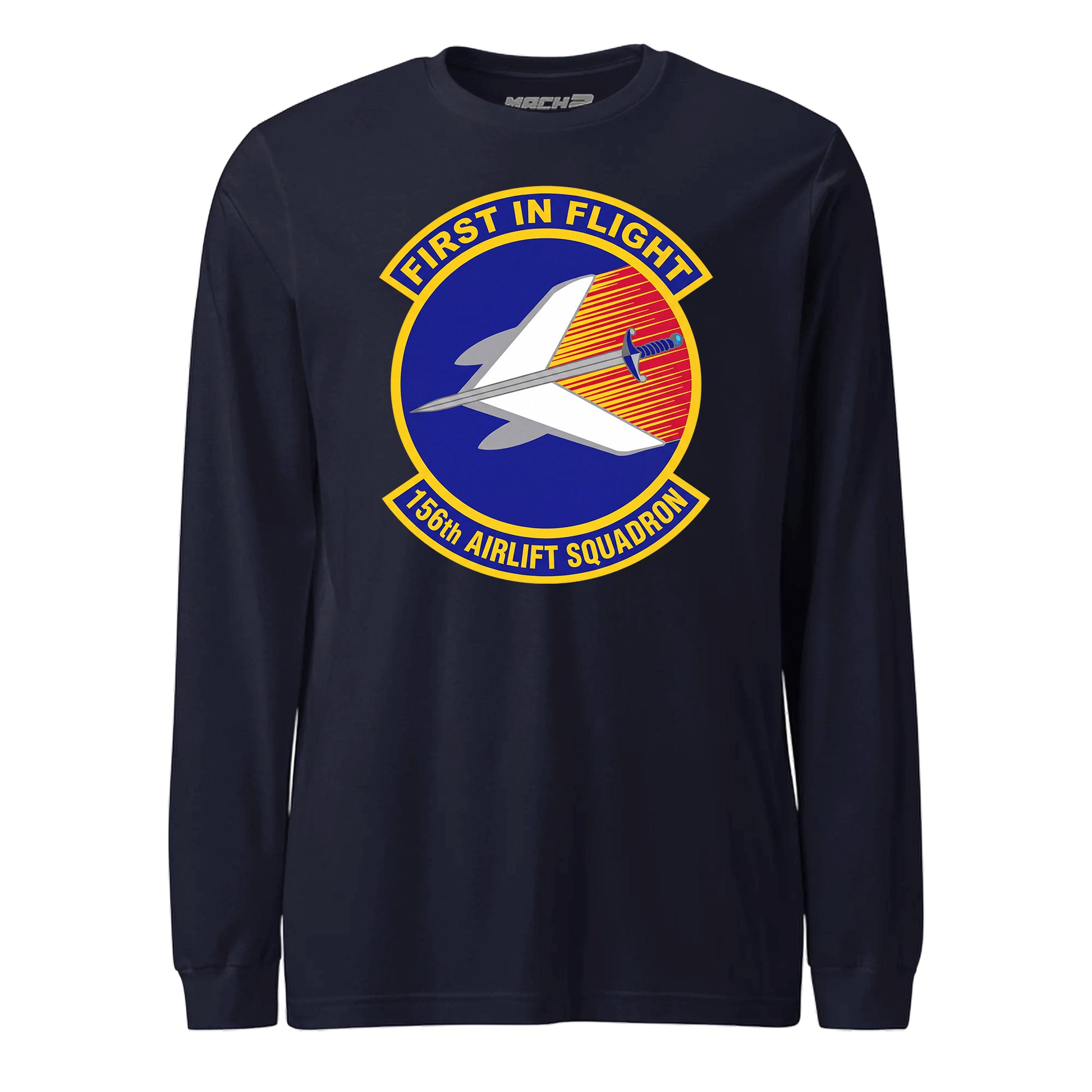 Mach2 Squadron Upload | 156TH AIRLIFT SQUADRON | Long Sleeve | Navy | MACH-LONG-SLEEVE-FRONT-NAVY.jpg