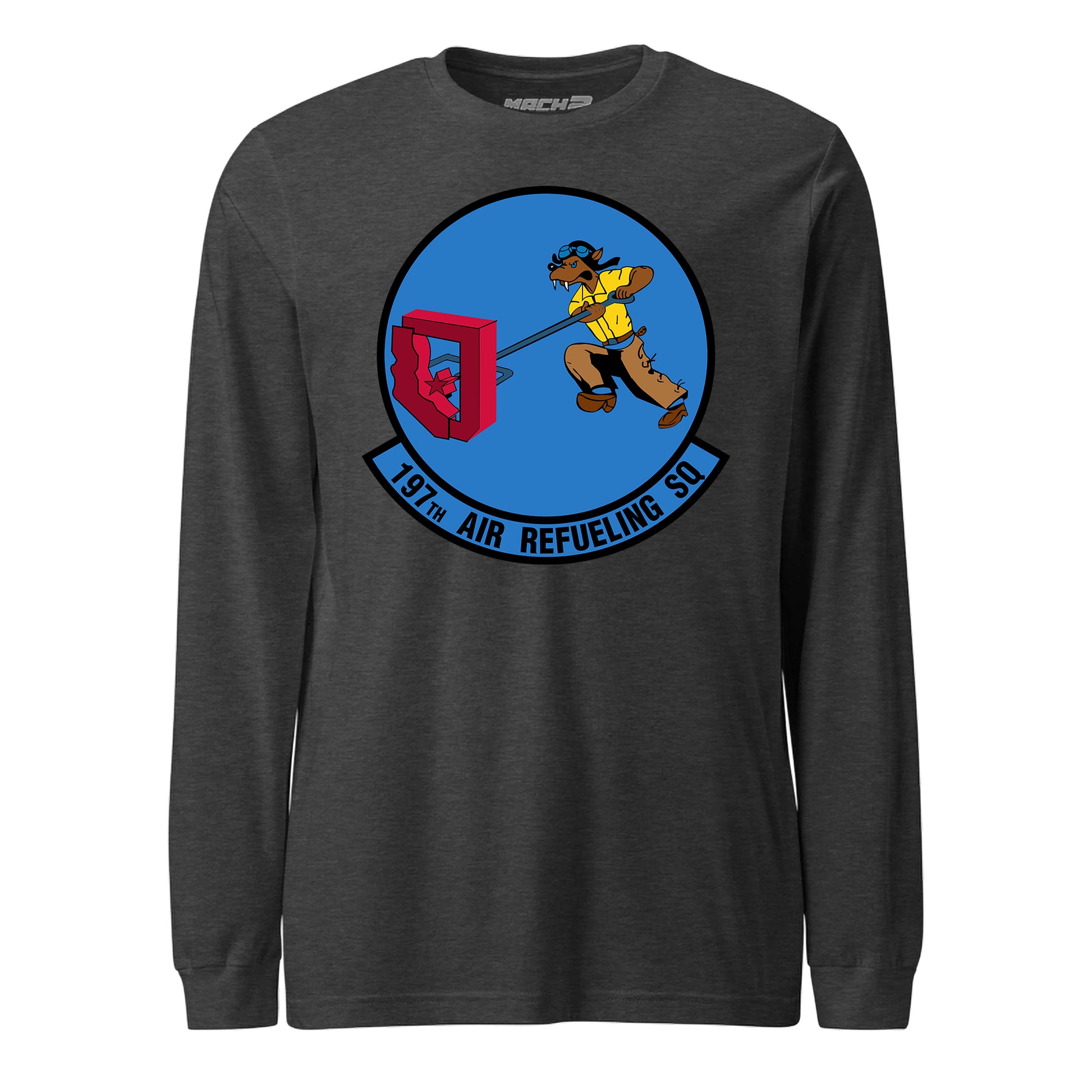 Mach2 Squadron Upload | 197TH AIR REFUELING SQUADRON | Long Sleeve | Charcoal Heather | MACH-LONG-SLEEVE-FRONT-CHARCOAL.jpg
