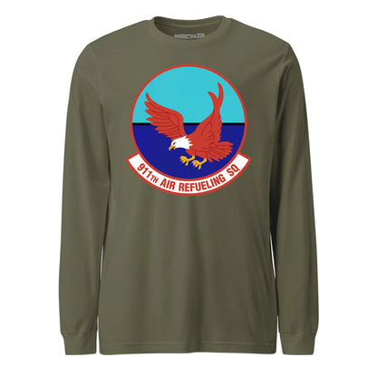 Mach2 Squadron Upload | 911TH AIR REFUELING SQUADRON | Long Sleeve | OD Green | MACH-LONG-SLEEVE-FRONT-OD.jpg